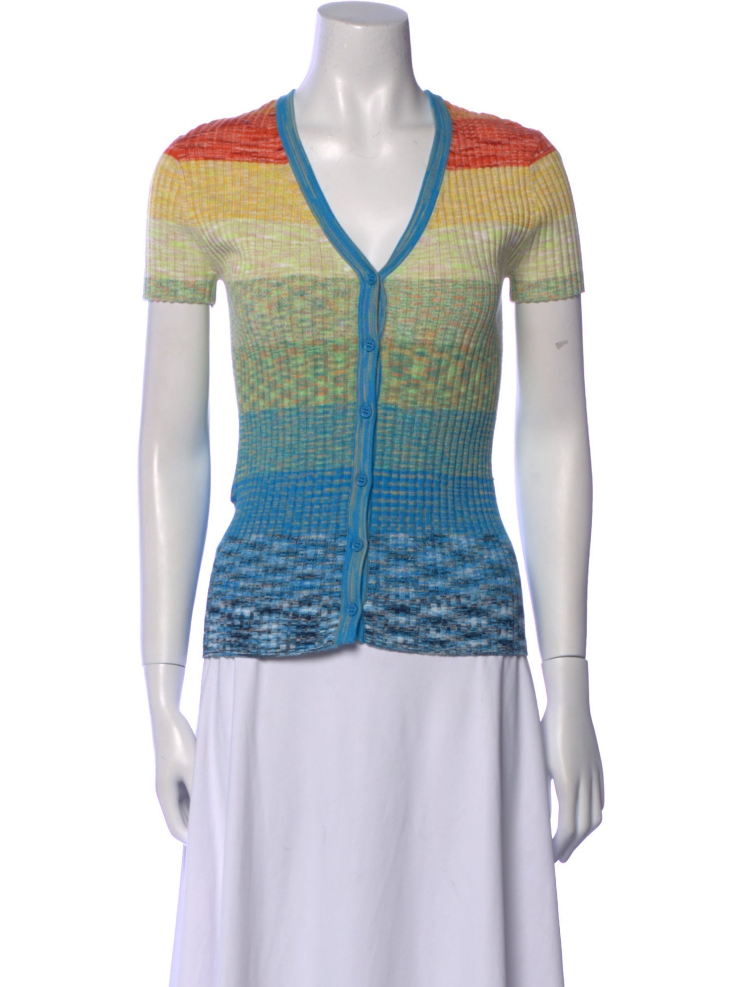 Staud Striped V-Neck Sweater