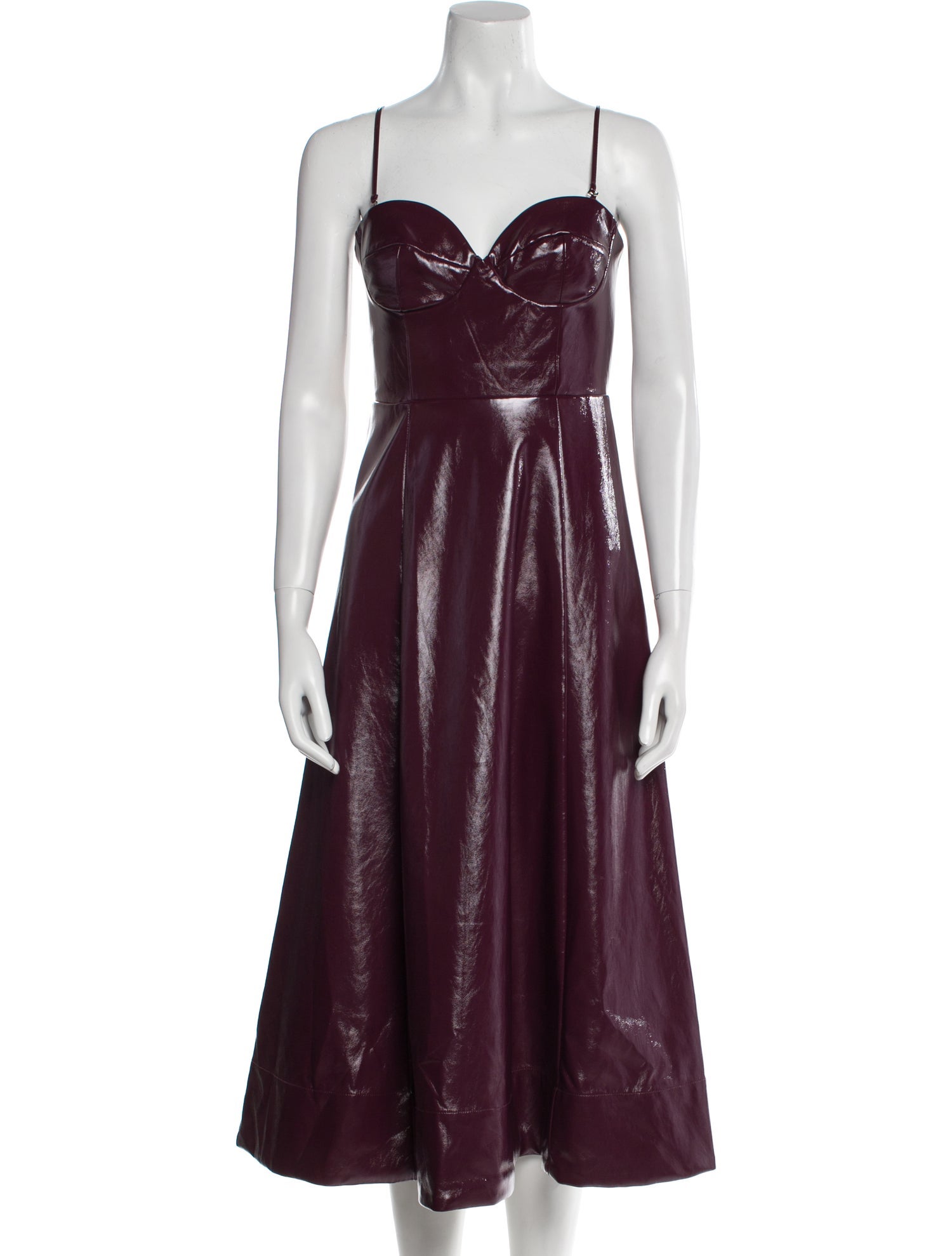 Staud Faux Leather Knee-Length Dress