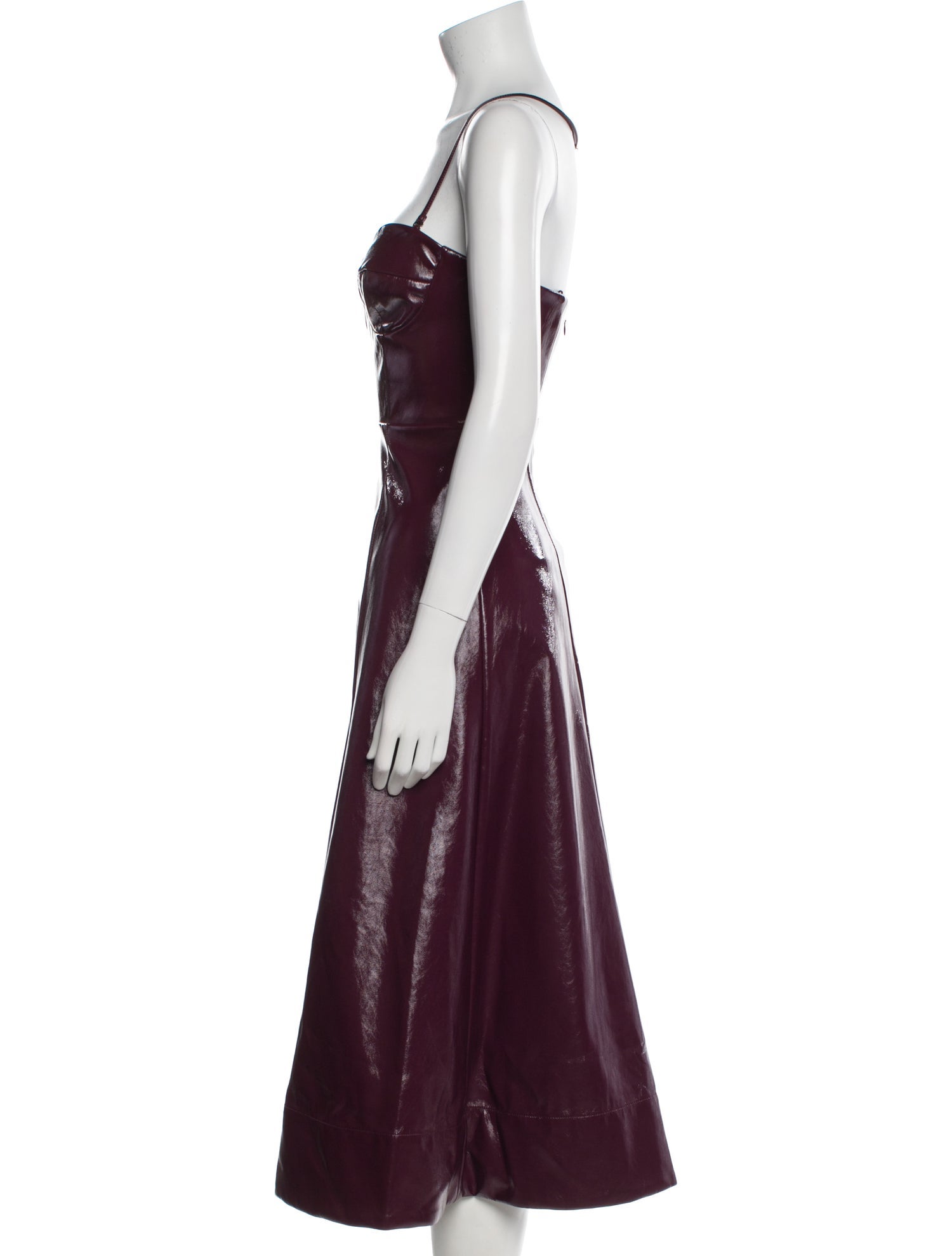 Staud Faux Leather Knee-Length Dress