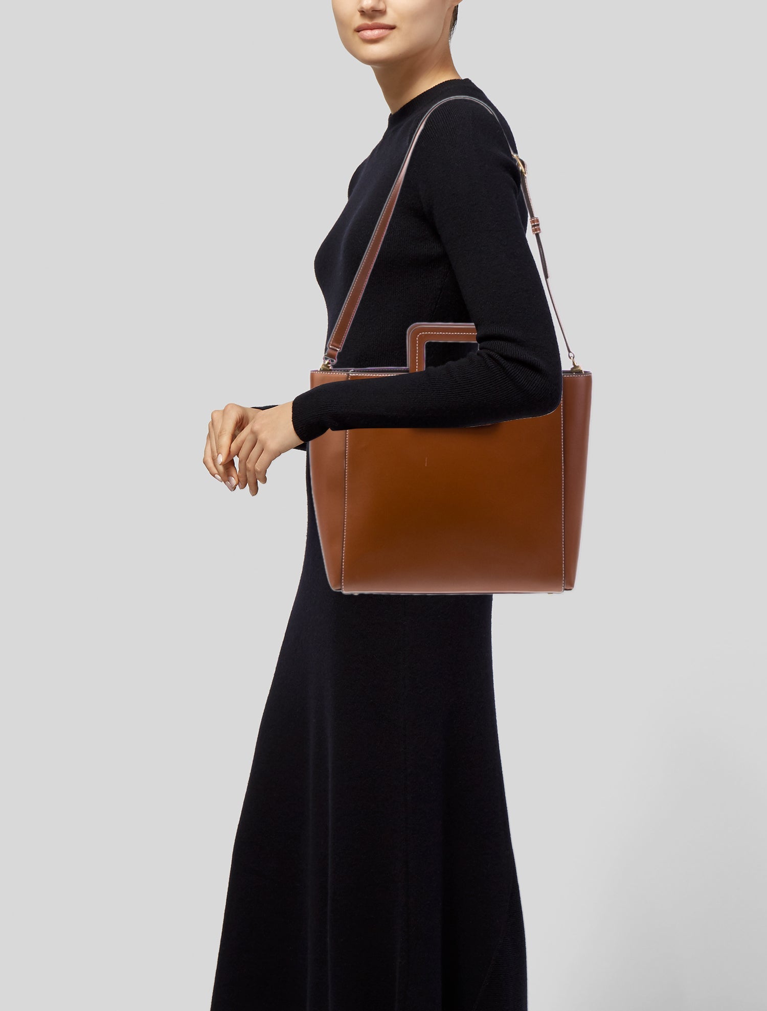 Staud Leather Top Handle Bag