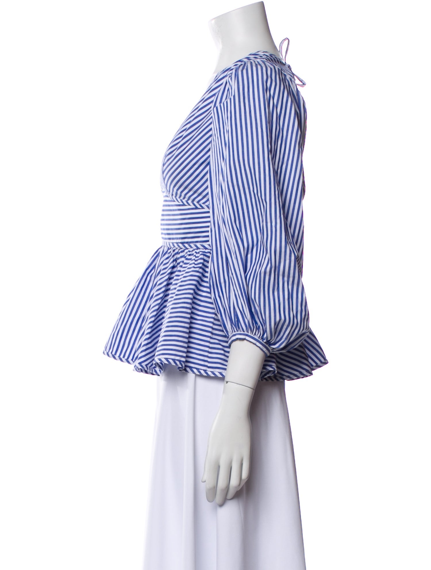 Staud Striped V-Neck Blouse