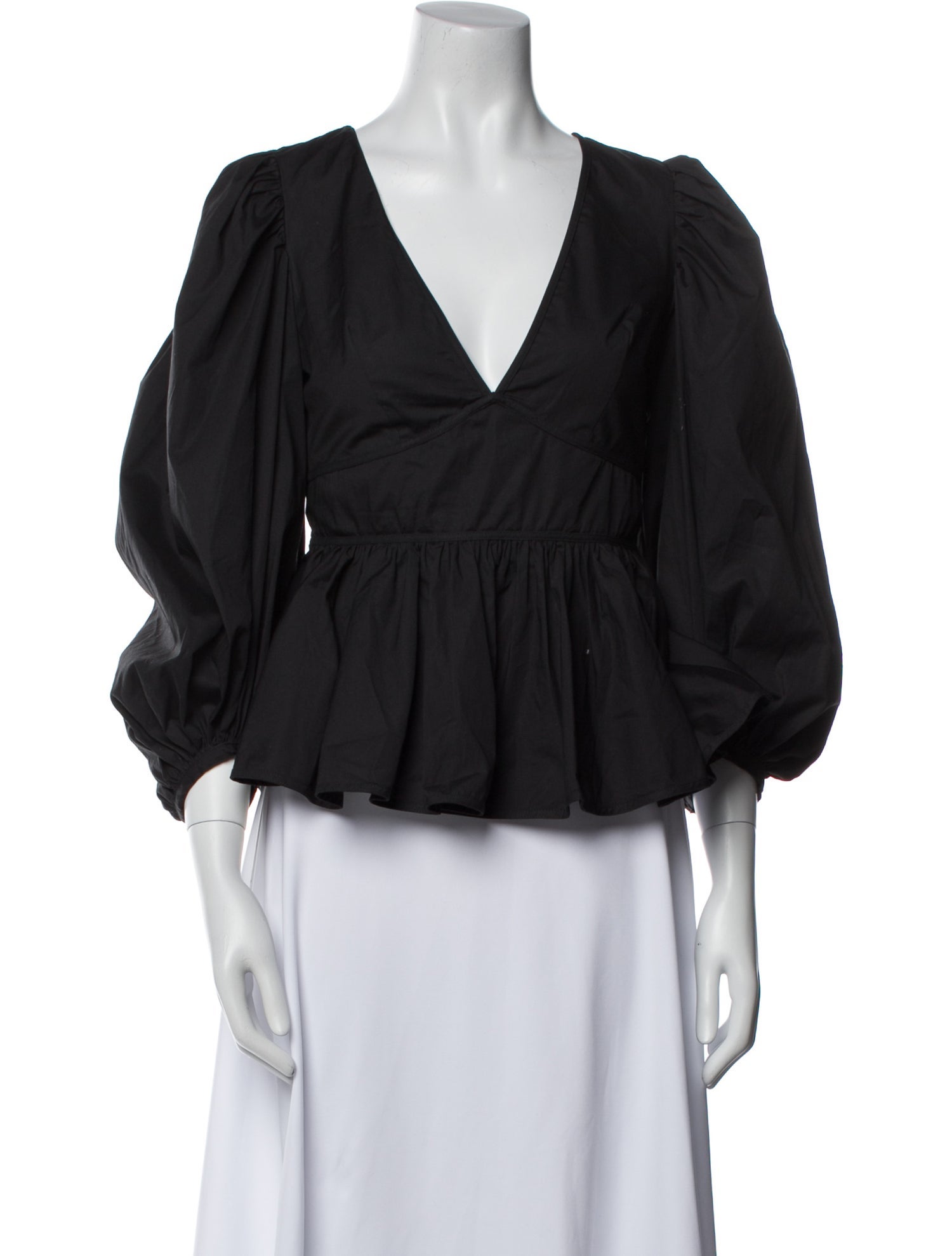 Staud V-Neck Three-Quarter Sleeve Blouse