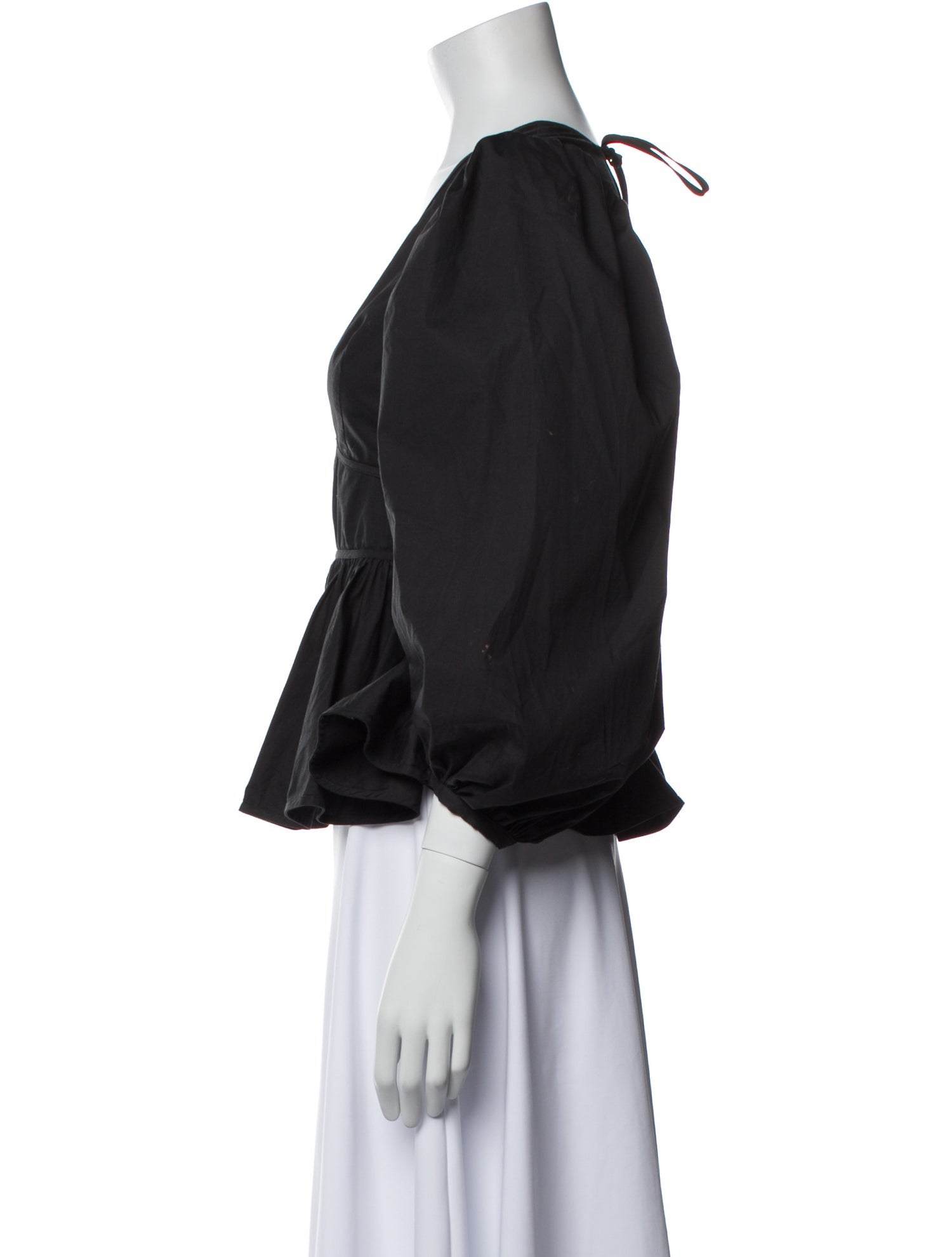 Staud V-Neck Three-Quarter Sleeve Blouse