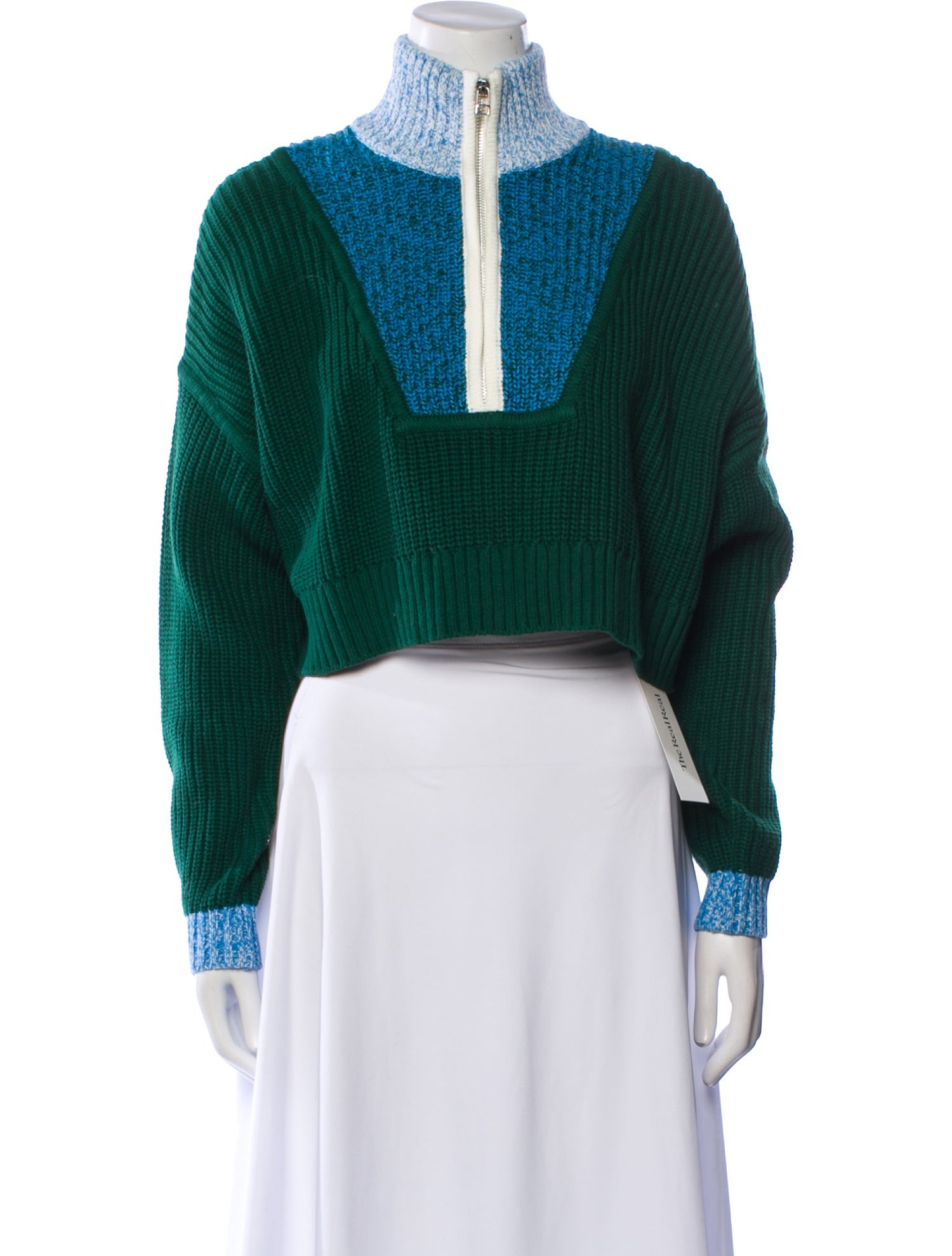 Staud Colorblock Pattern Mock Neck Sweater w/ Tags