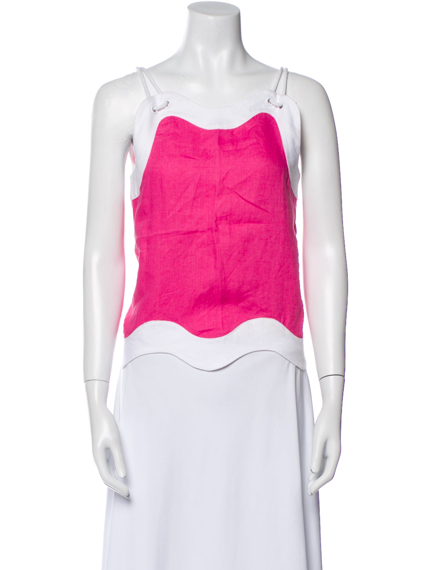 Staud Linen Colorblock Pattern Top