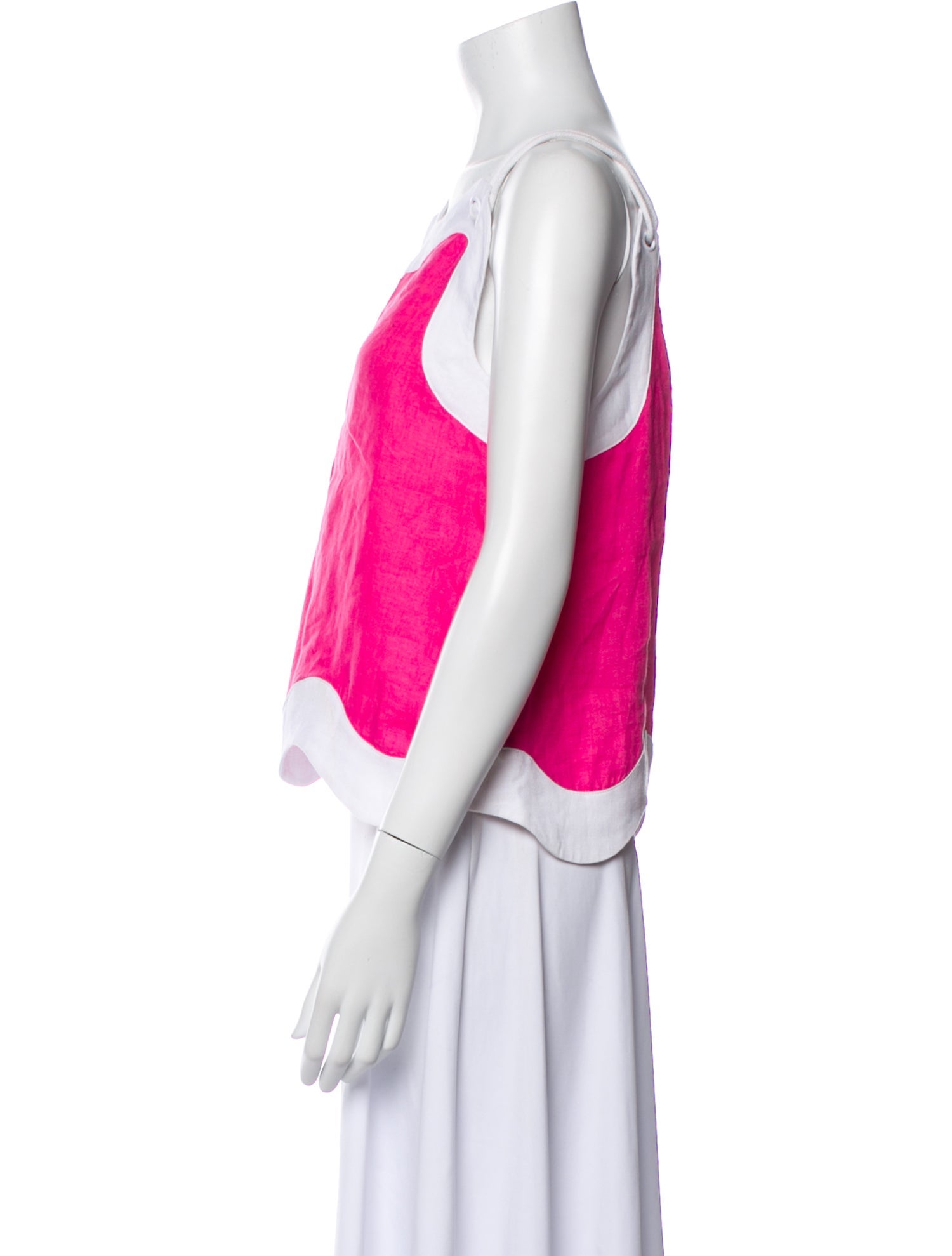 Staud Linen Colorblock Pattern Top