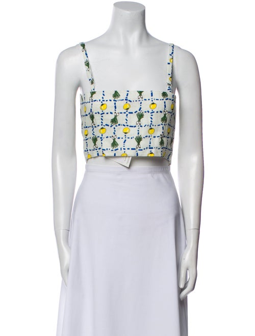 Staud Linen Printed Crop Top