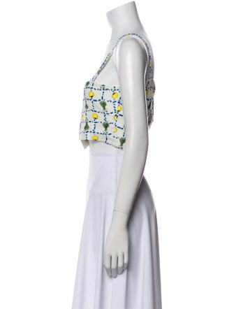 Staud Linen Printed Crop Top