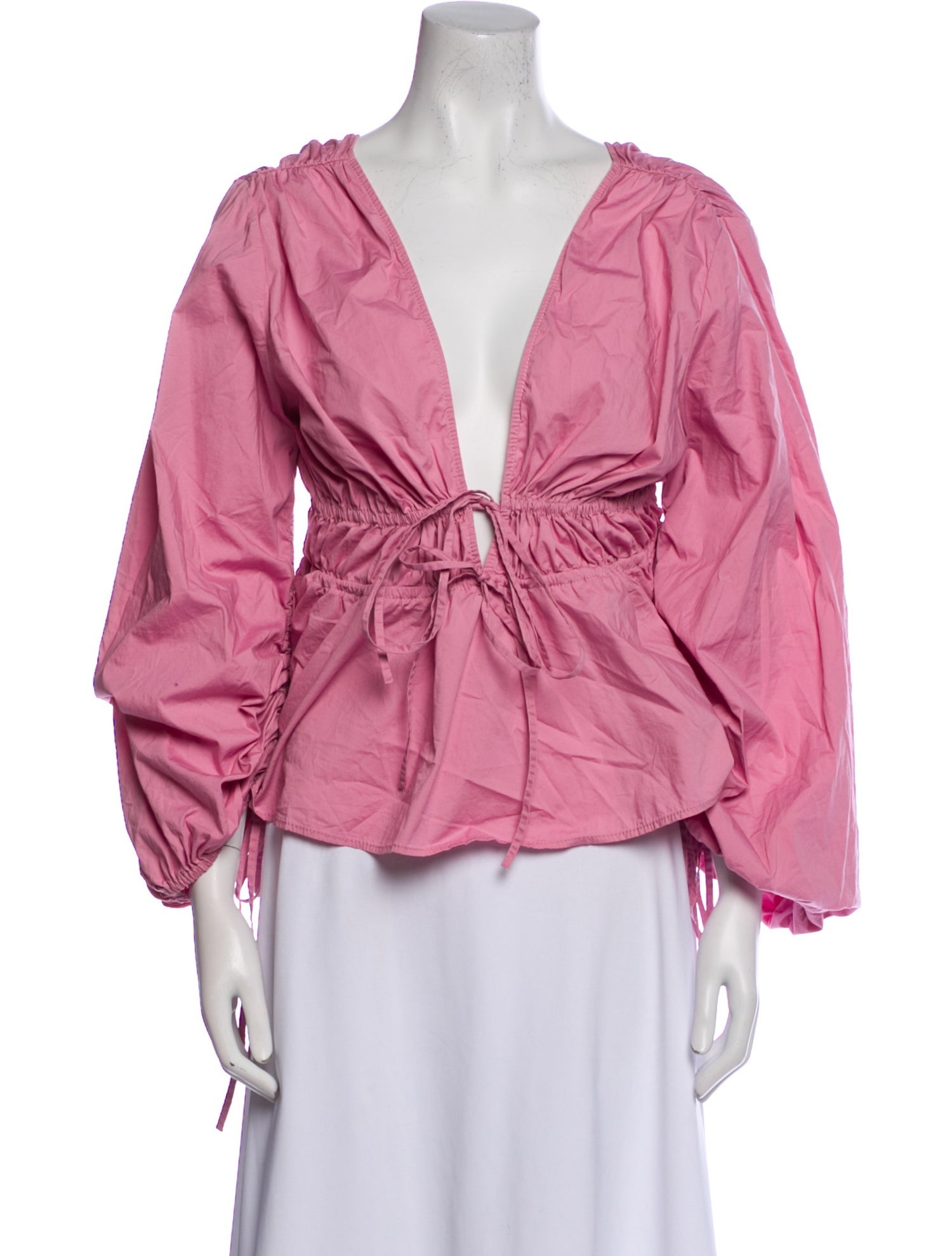 Staud V-Neck Three-Quarter Sleeve Blouse