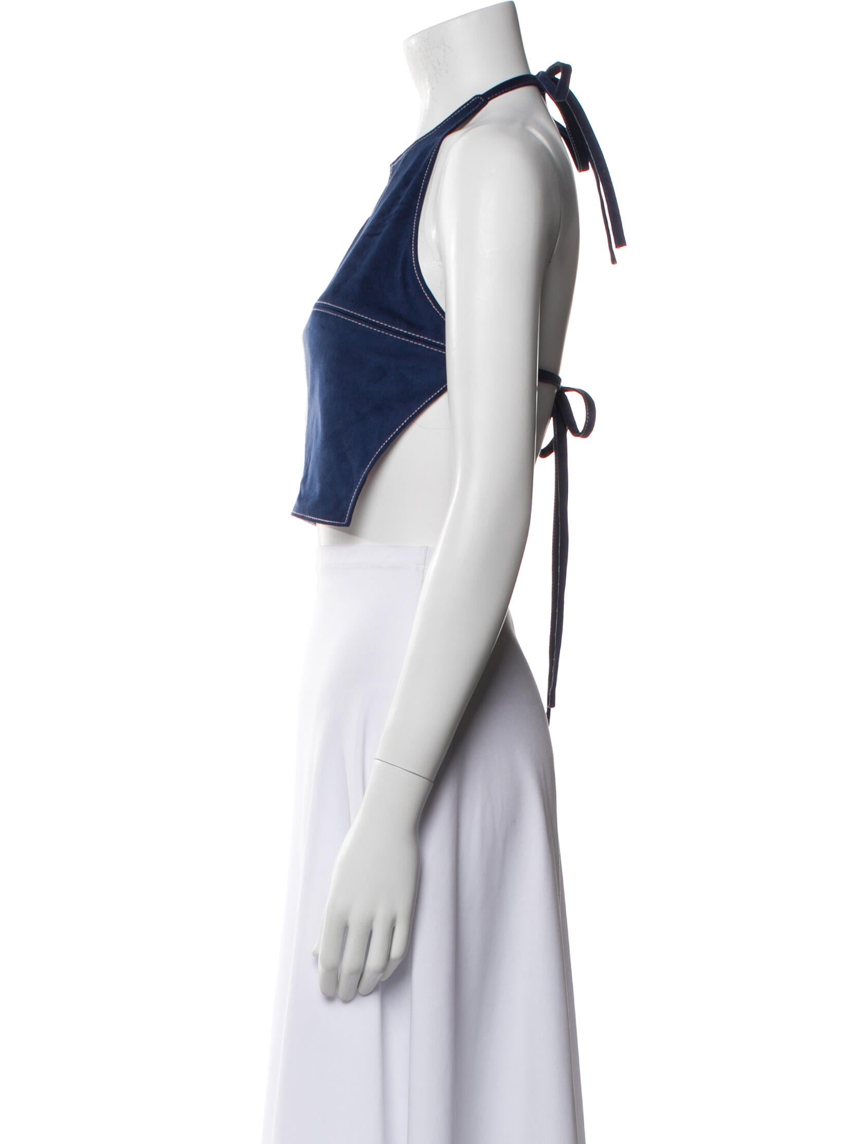 Staud Halterneck Sleeveless Crop Top