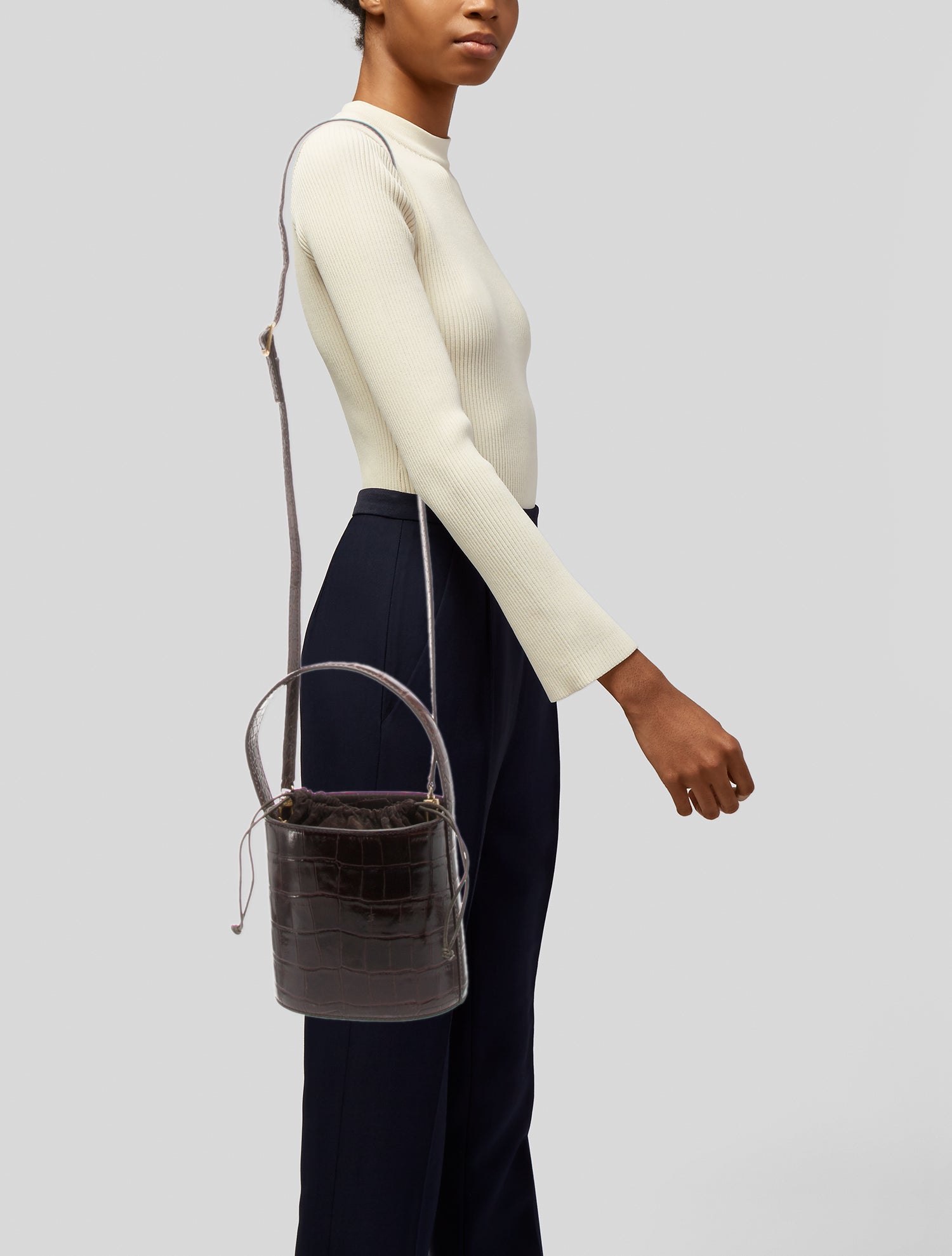 Staud Crocodile Bucket Bag