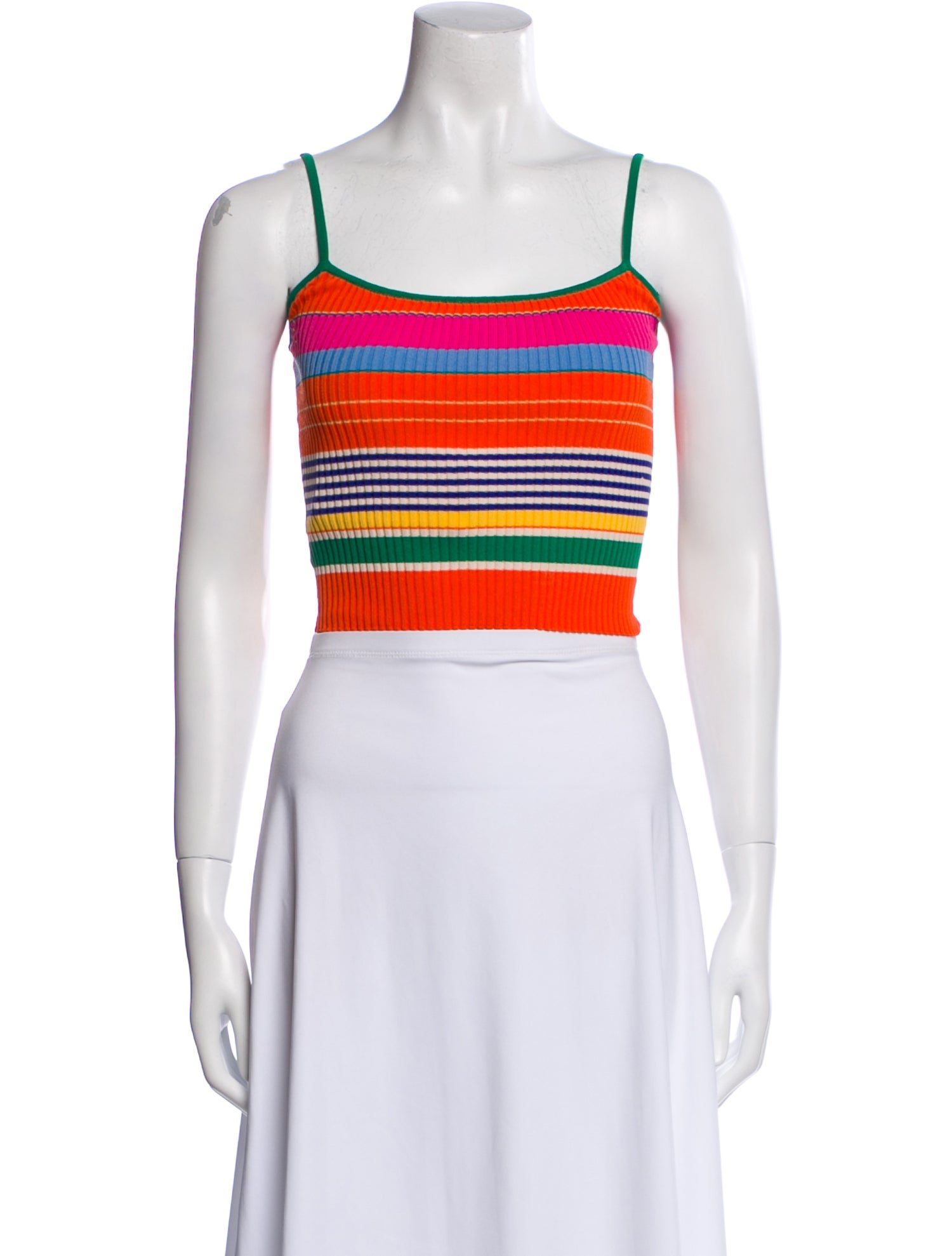 Staud Striped Square Neckline Crop Top