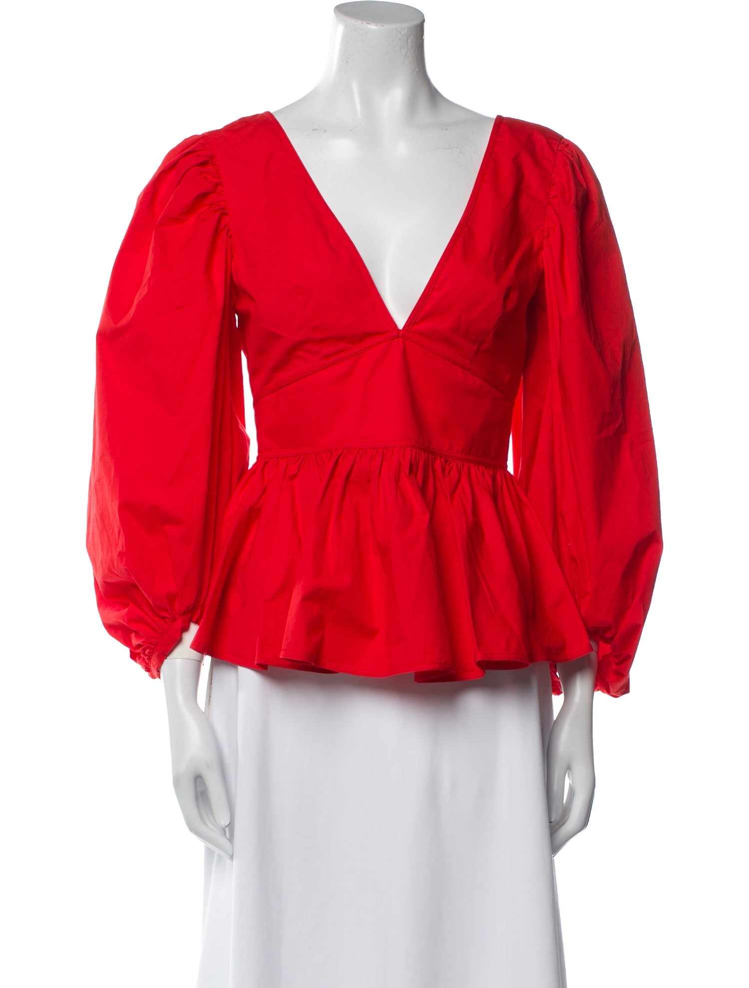 Staud V-Neck Three-Quarter Sleeve Blouse