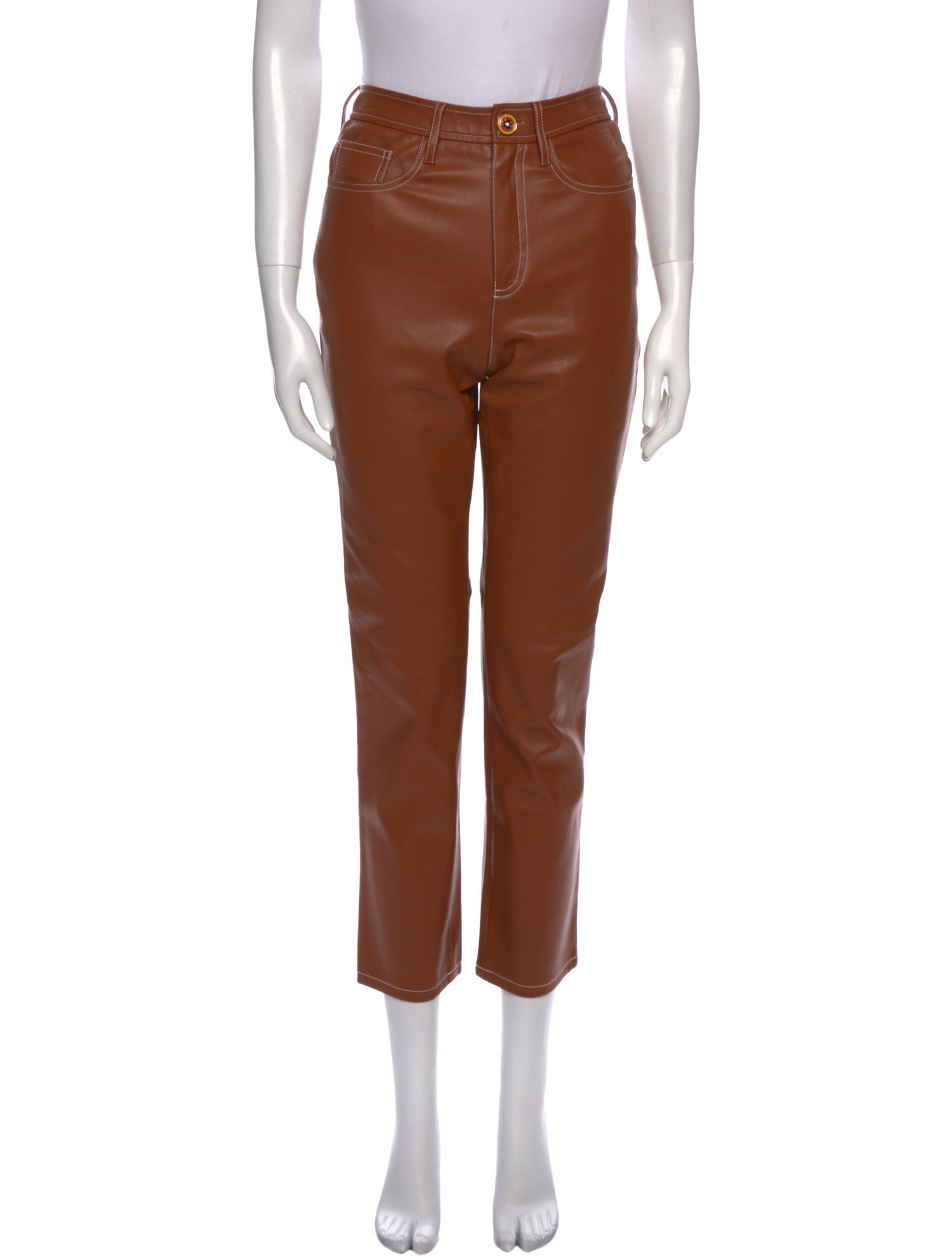 Staud Faux Leather Straight Leg Pants