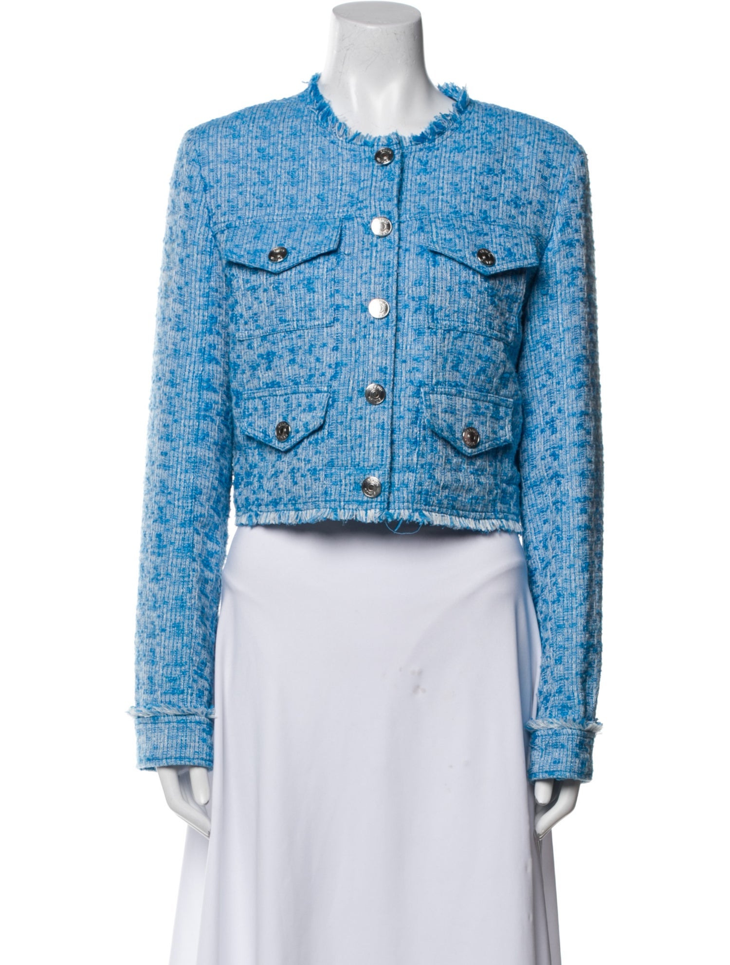 Staud Tweed Pattern Denim Jacket