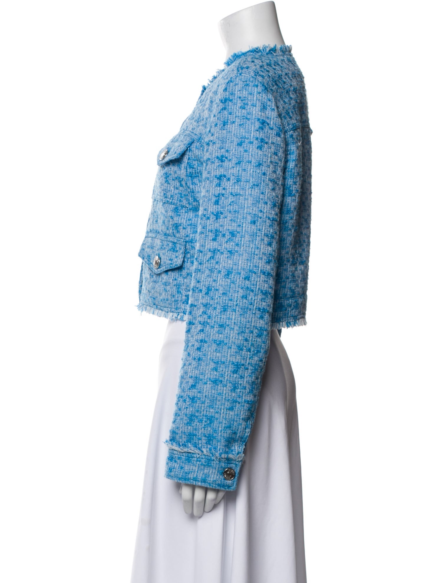 Staud Tweed Pattern Denim Jacket