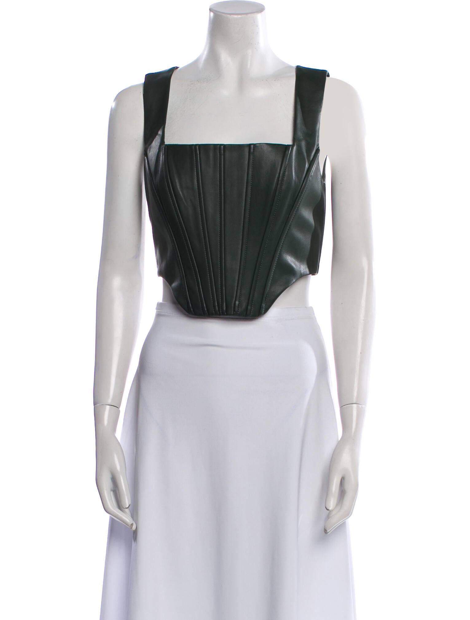 Staud Faux Leather Square Neckline Crop Top - Green Tops, Clothing -  WSTFG98907 | The RealReal
