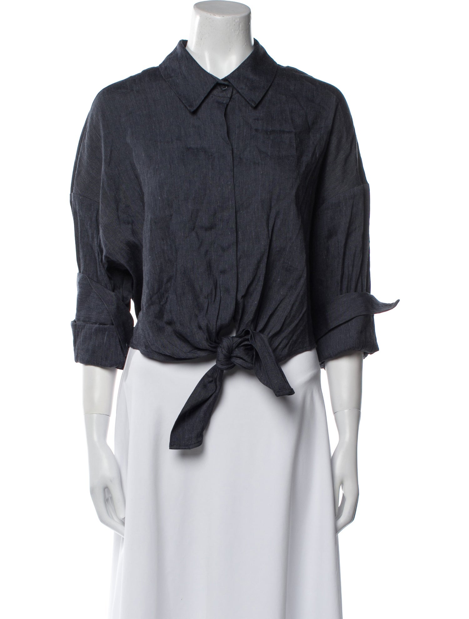 Staud Three-Quarter Sleeve Crop Top