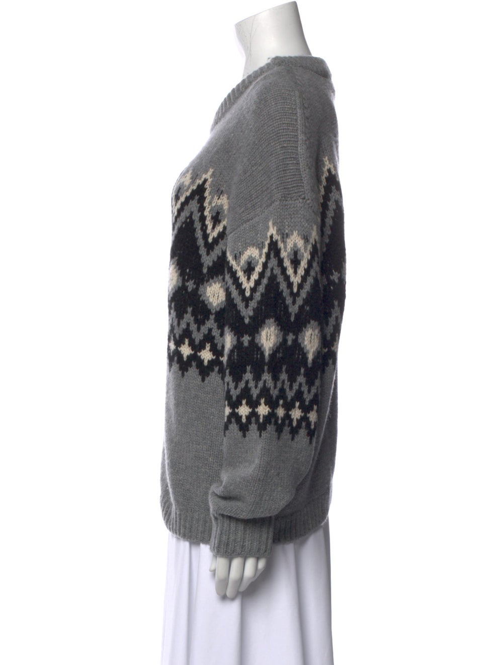 Staud Wool Pullover Grey Printed Long Sleeve - image 2