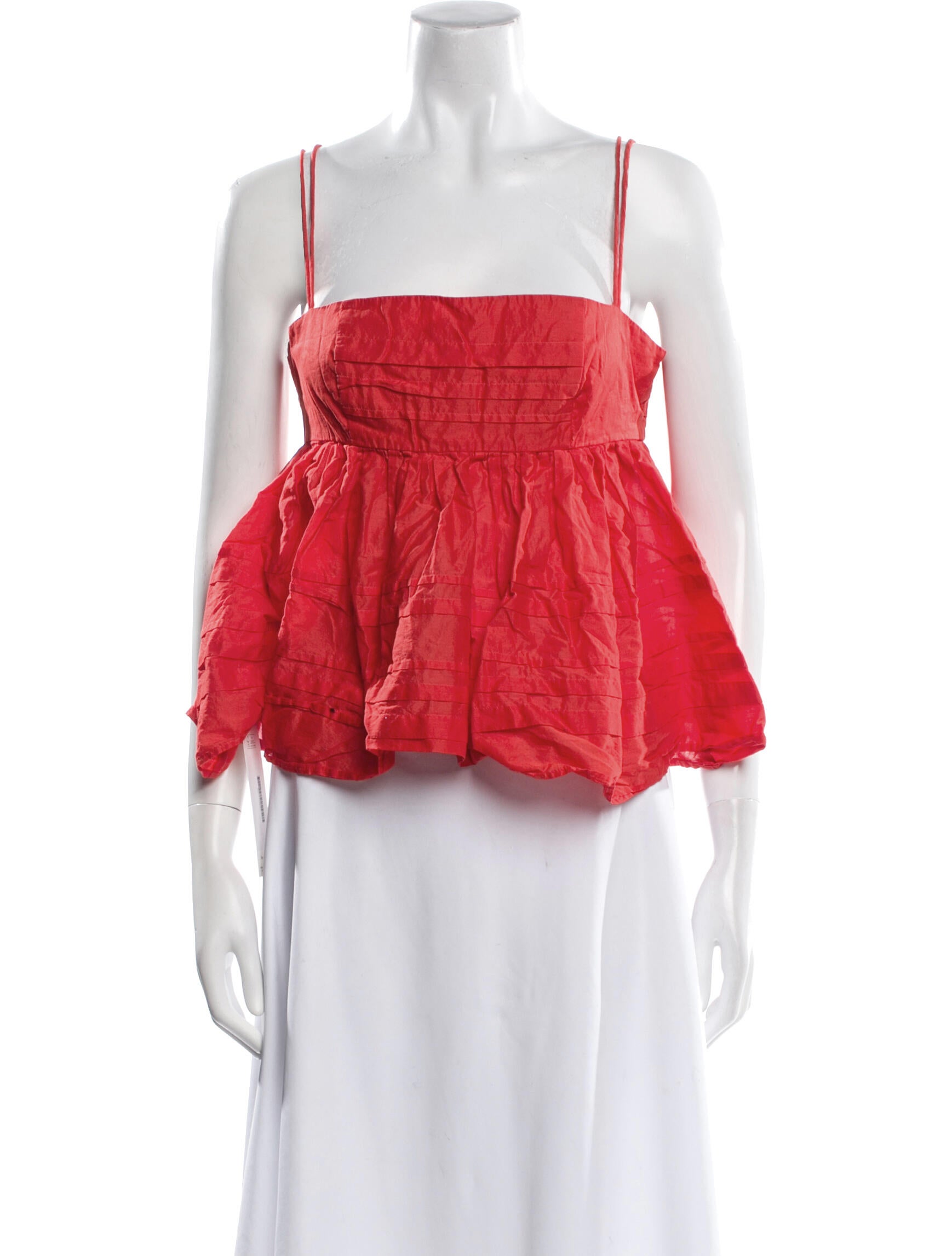 Staud Square Neckline Three-Quarter Sleeve Crop Top