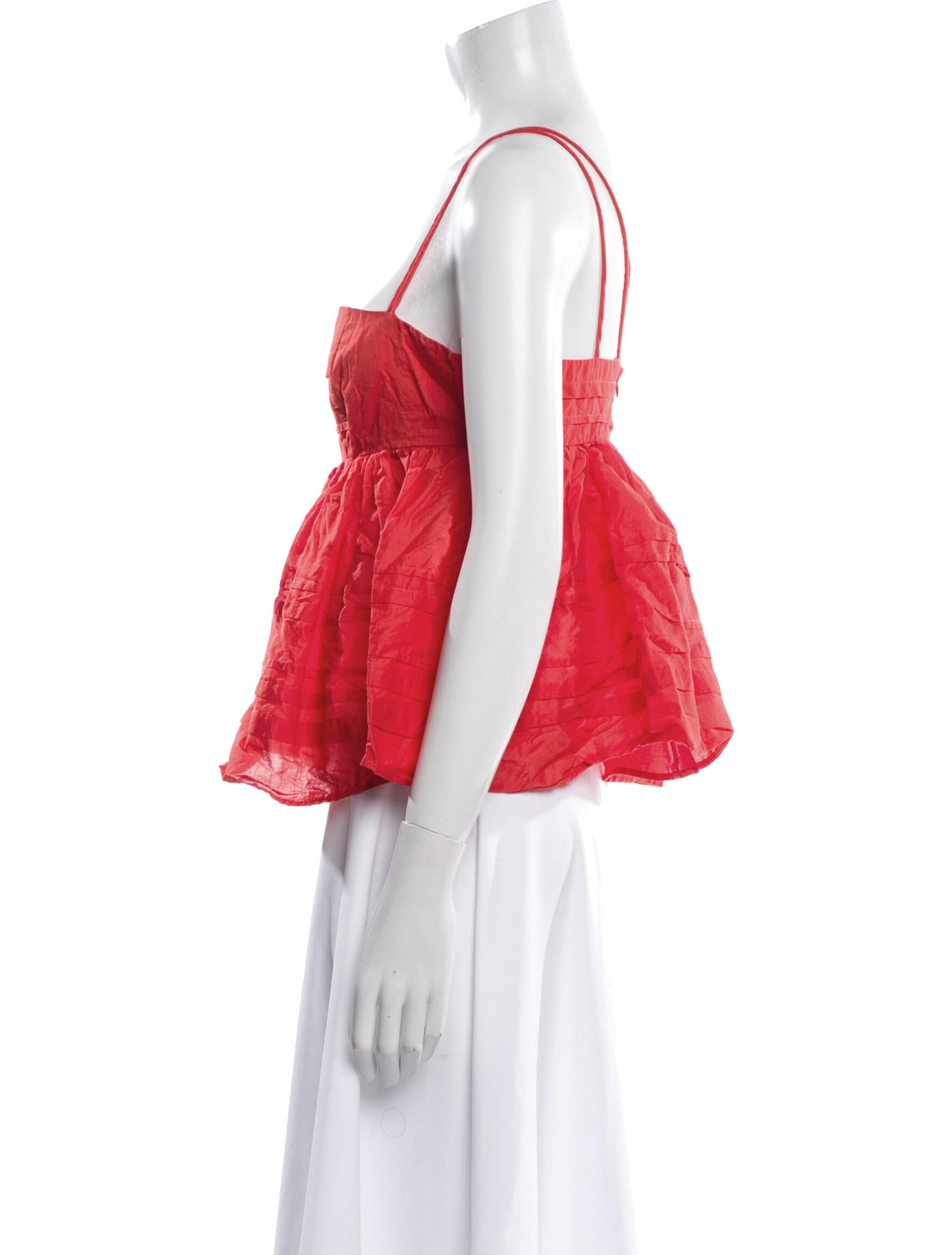 Staud Square Neckline Three-Quarter Sleeve Crop Top