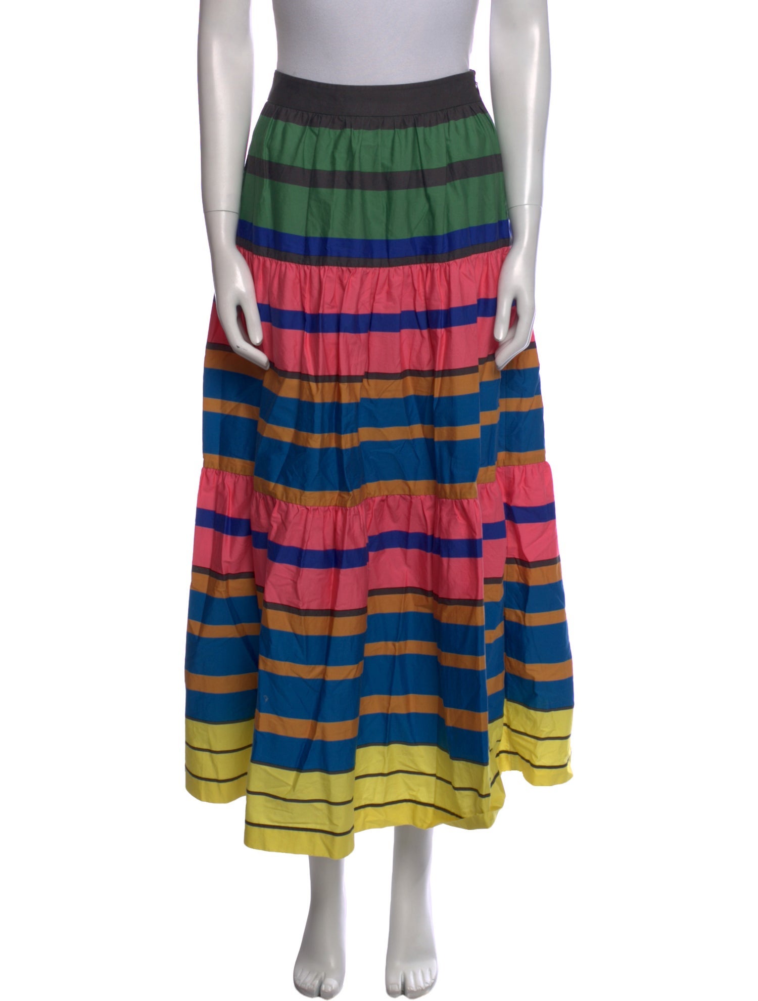 Staud Striped Midi Length Skirt