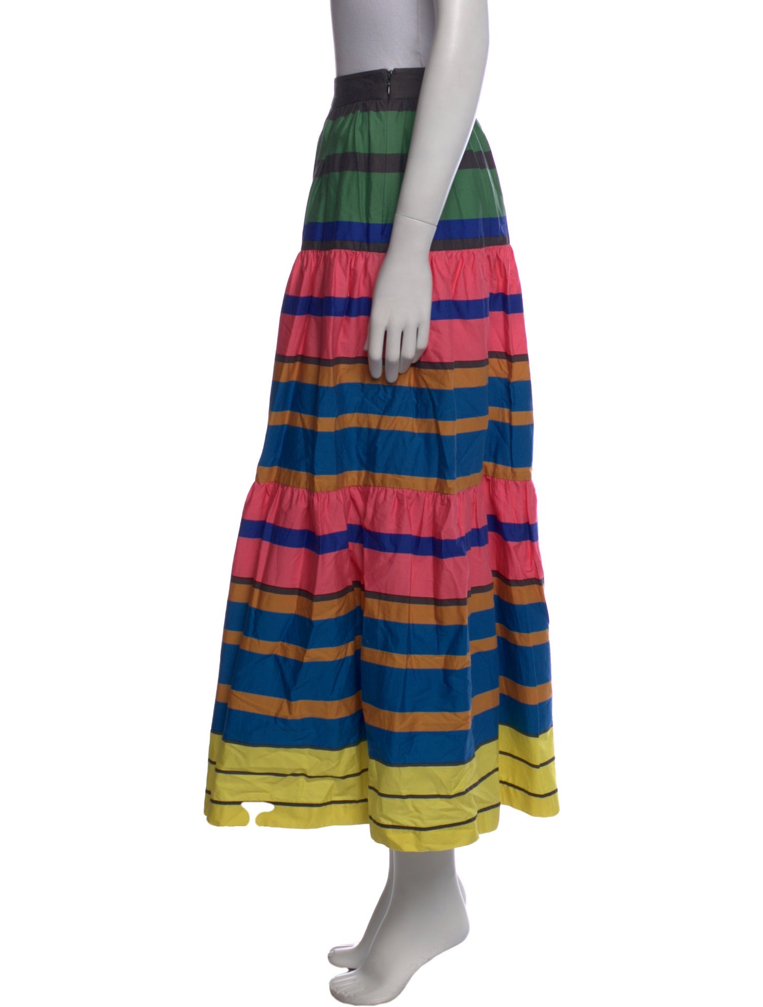 Staud Striped Midi Length Skirt