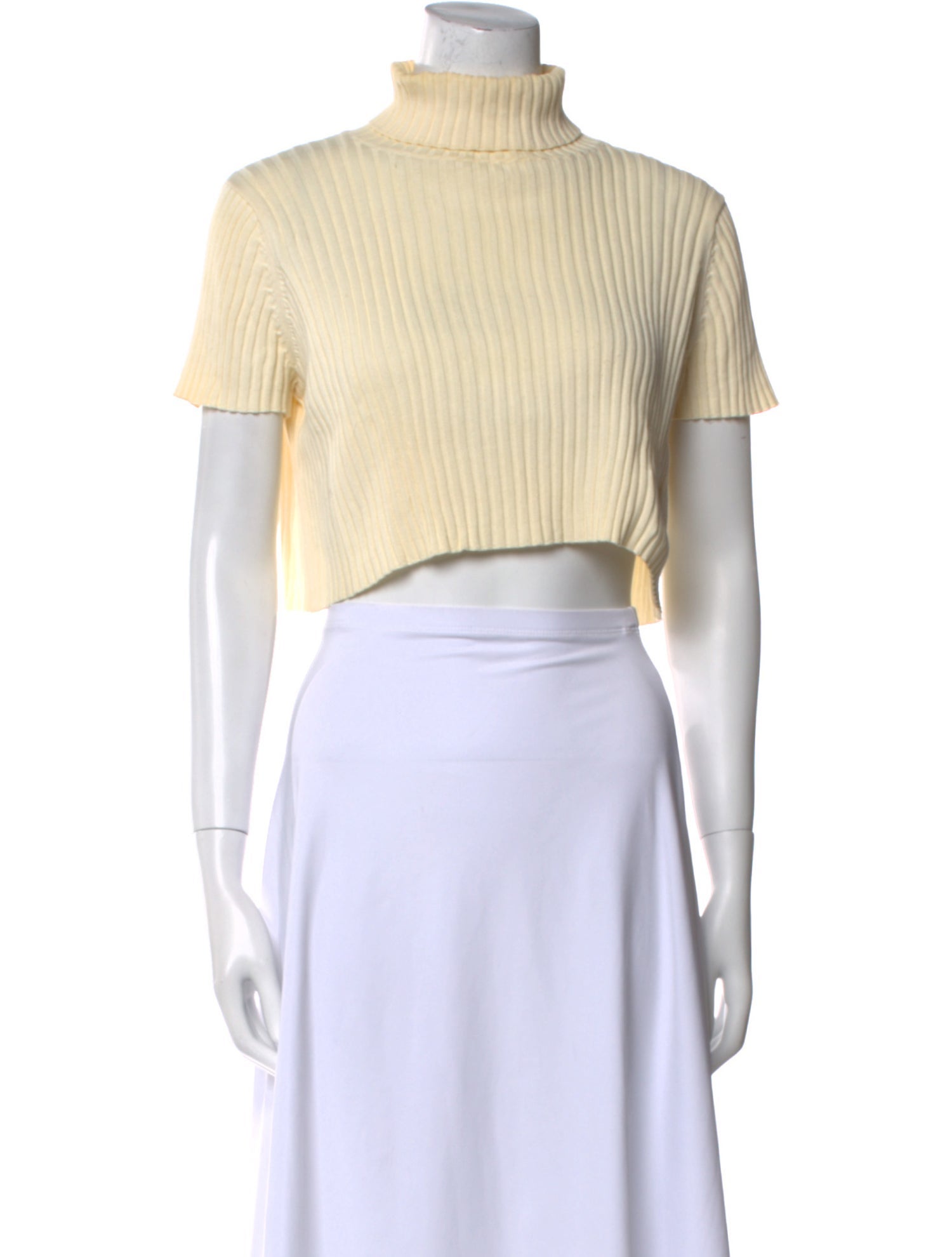Staud Turtleneck Short Sleeve Crop Top