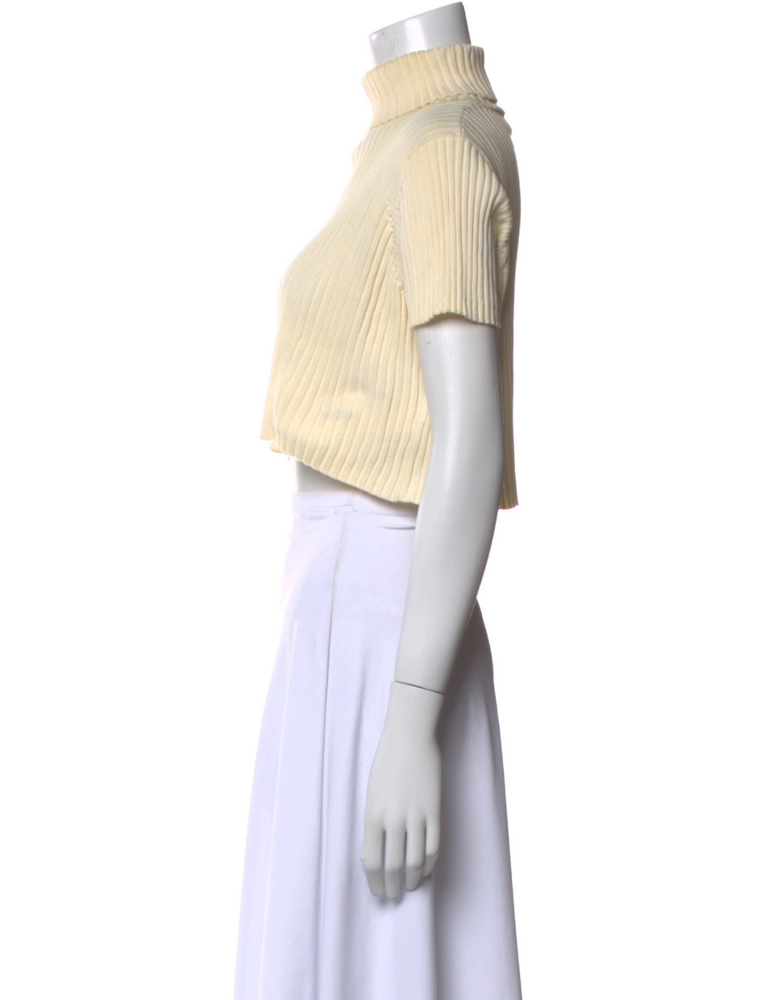 Staud Turtleneck Short Sleeve Crop Top