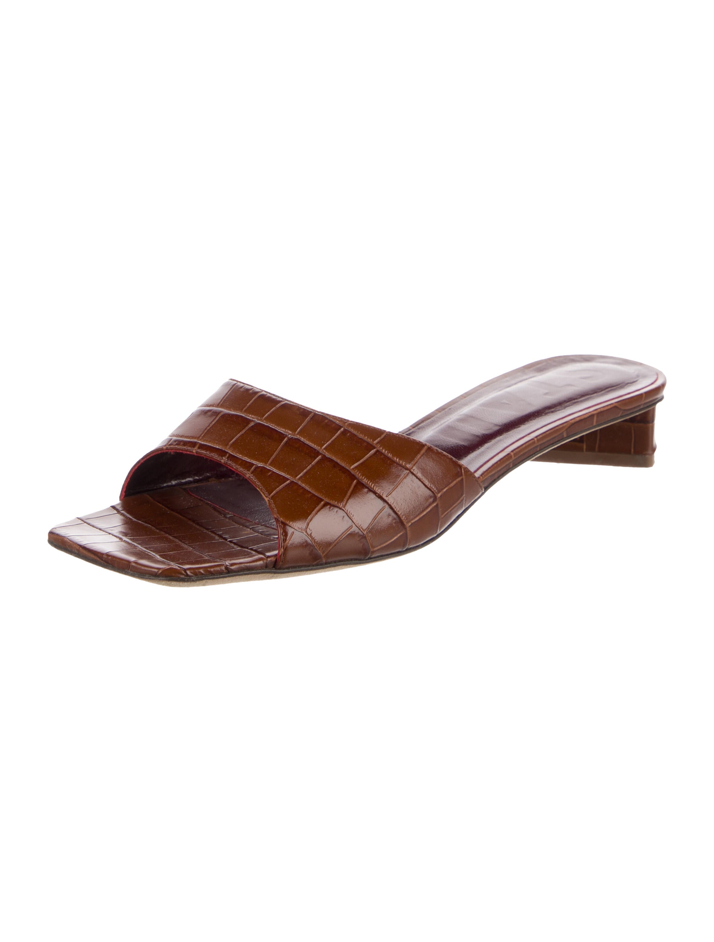 Staud Embossed Leather Mules