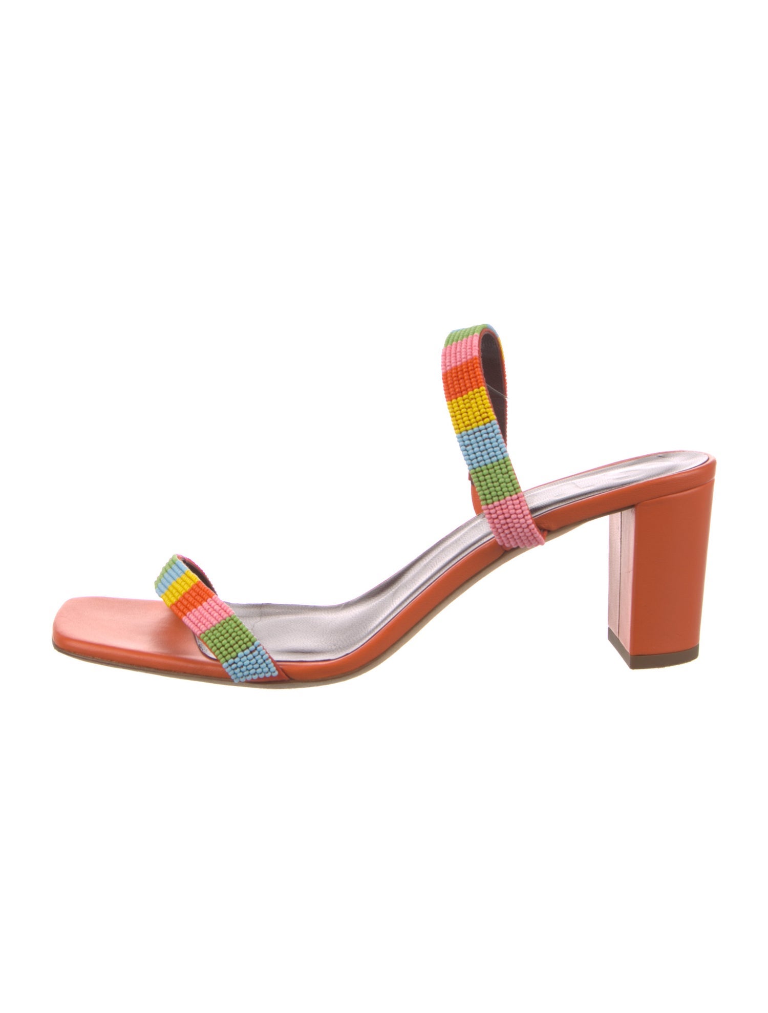 Staud Leather Colorblock Pattern Slides