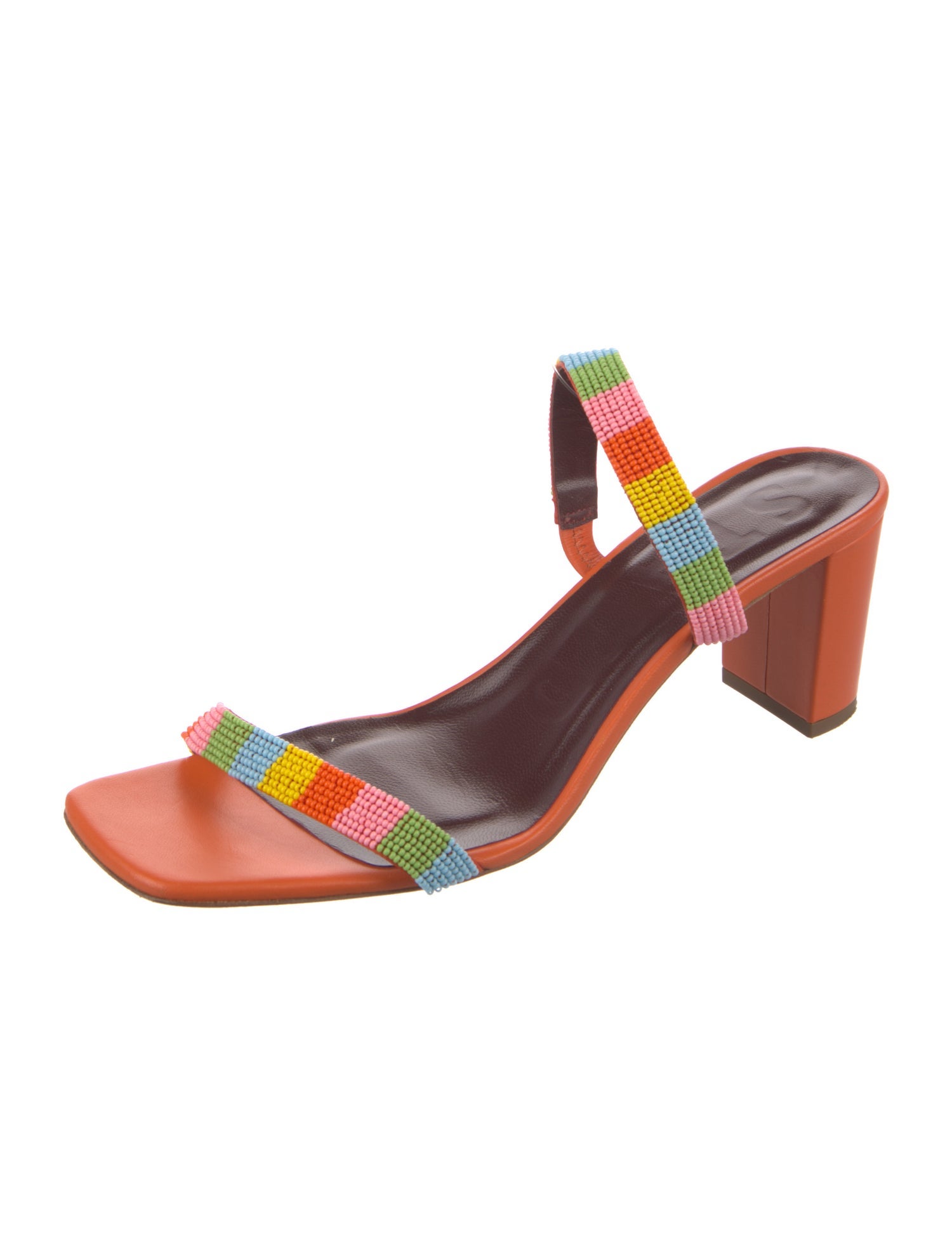 Staud Leather Colorblock Pattern Slides