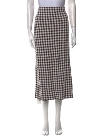 Staud Plaid Print Midi Length Skirt