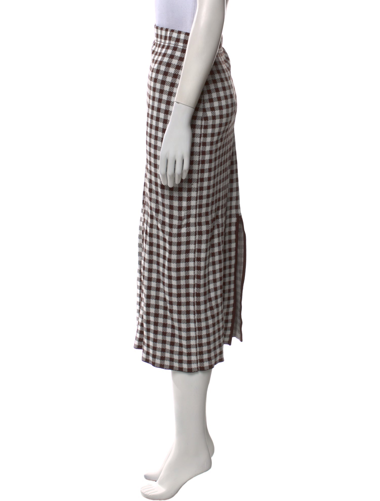 Staud Plaid Print Midi Length Skirt