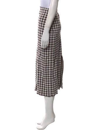 Staud Plaid Print Midi Length Skirt