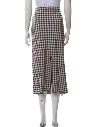 Staud Plaid Print Midi Length Skirt