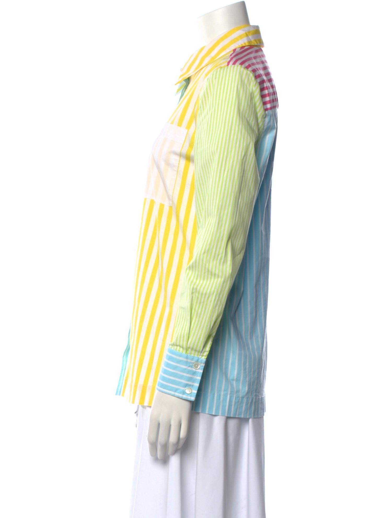 Staud Striped Long Sleeve Button-Up Top