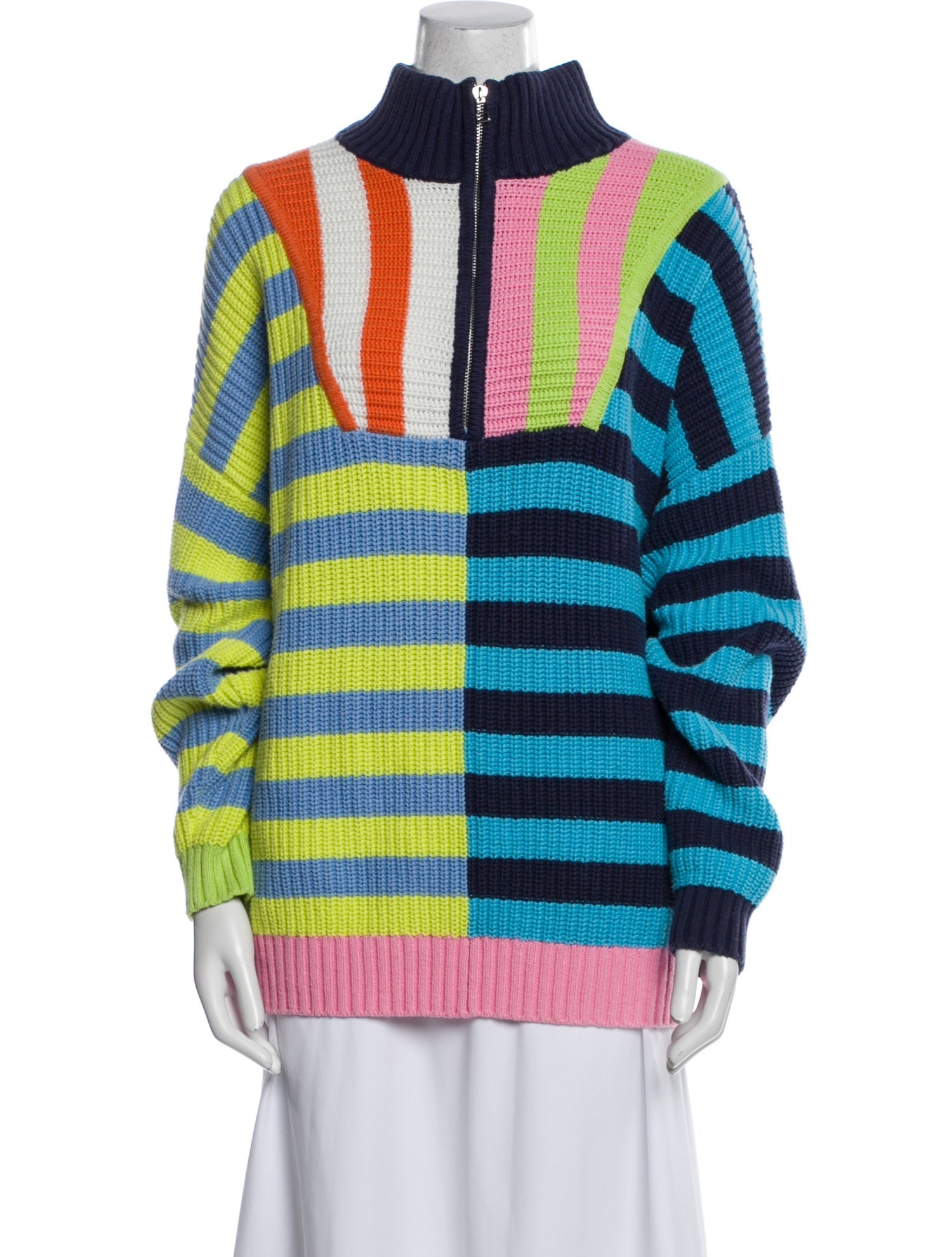 Staud Striped Mock Neck Sweater
