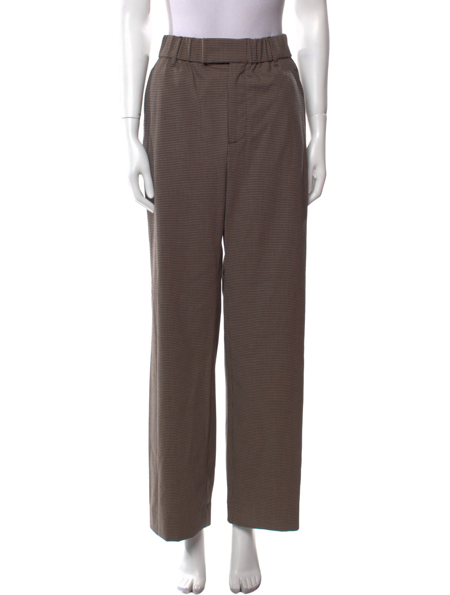 Staud Plaid Print Wide Leg Pants