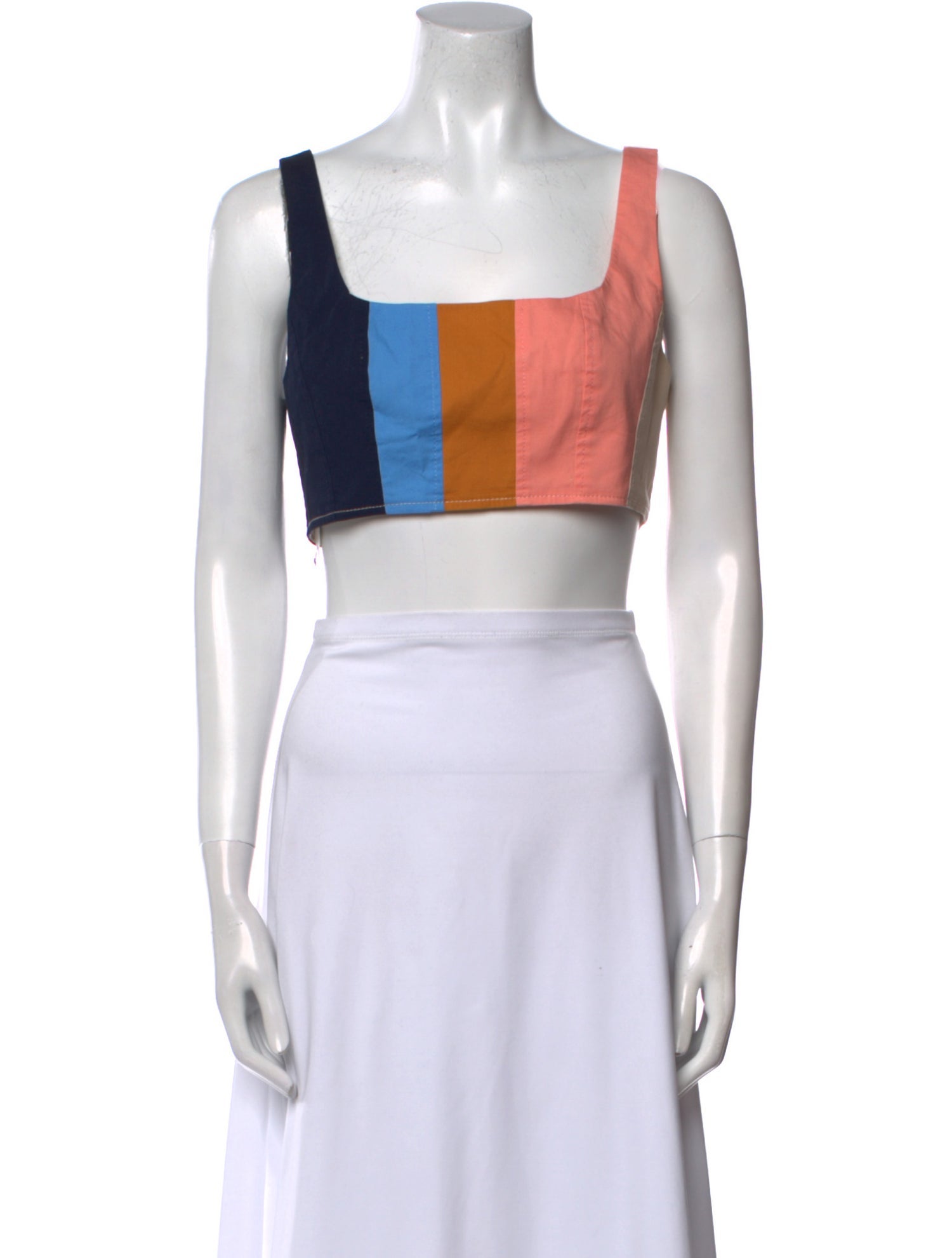 Staud Striped Square Neckline Crop Top