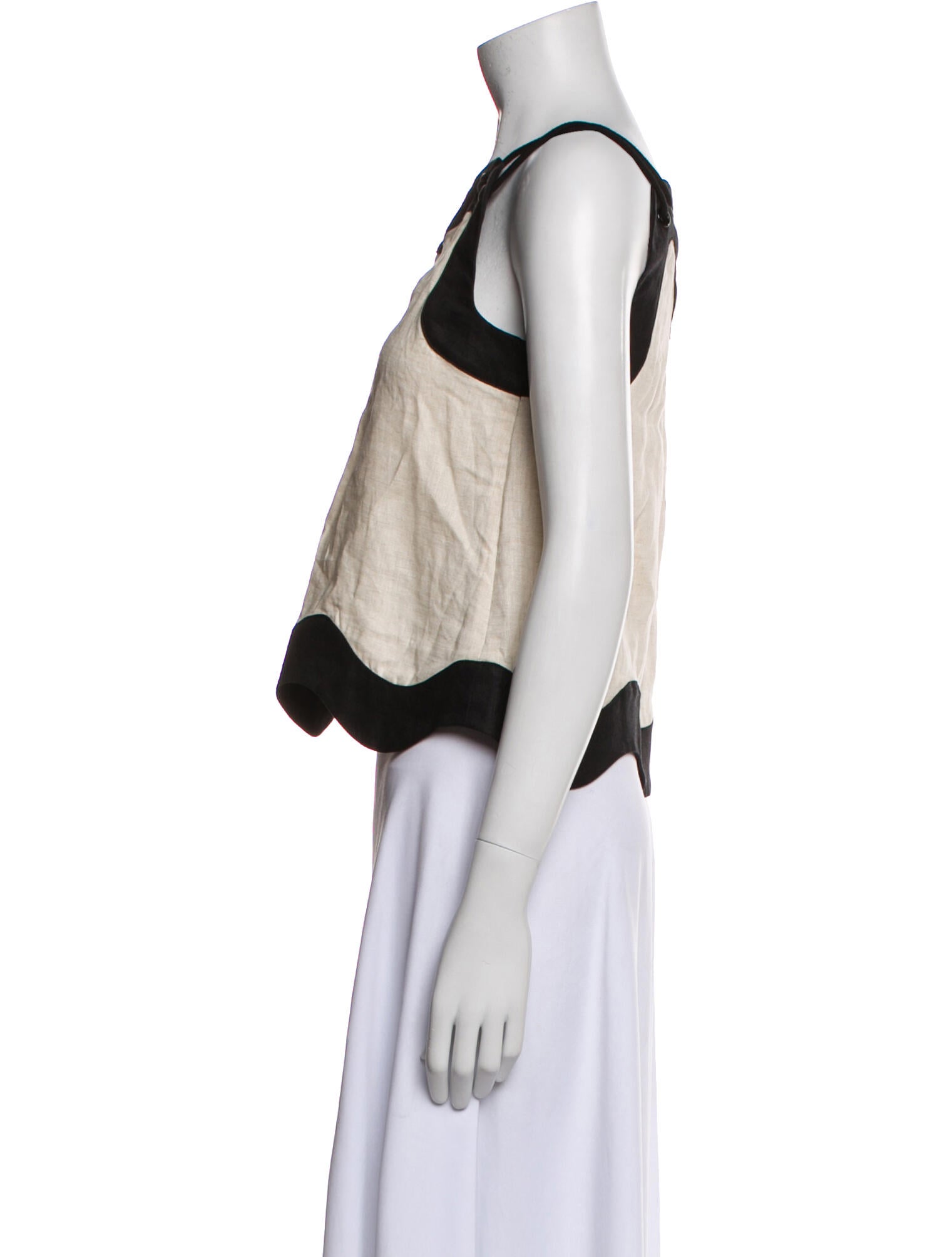 Staud Linen Scoop Neck Crop Top