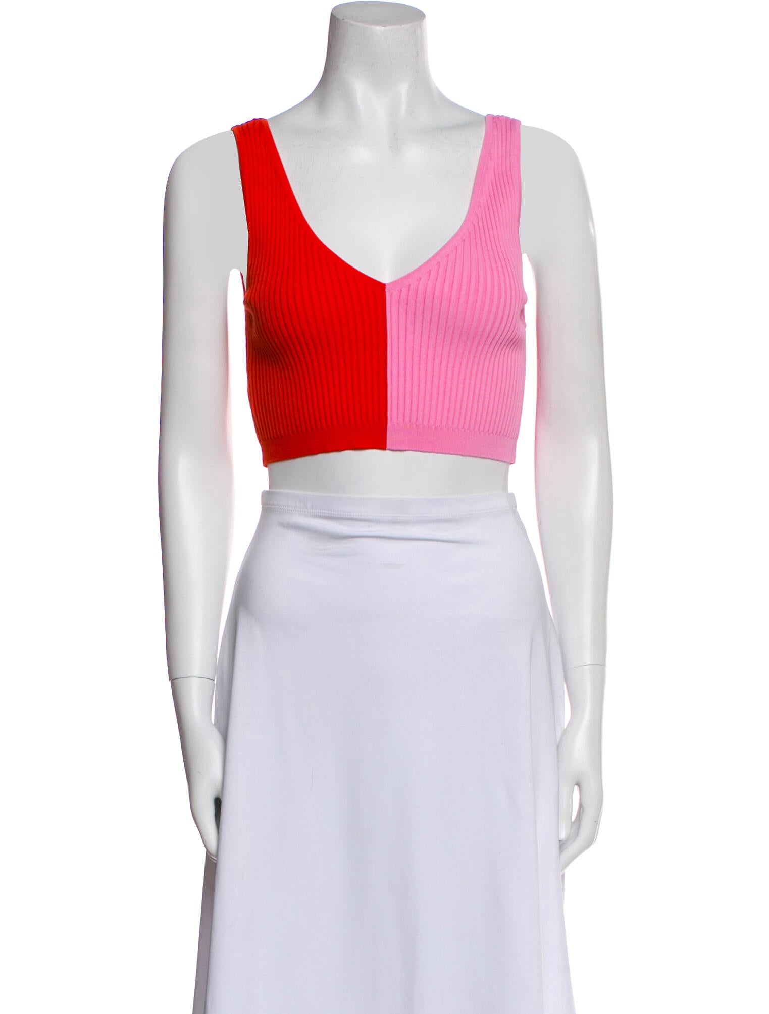 Staud Colorblock Pattern V-Neck Crop Top w/ Tags
