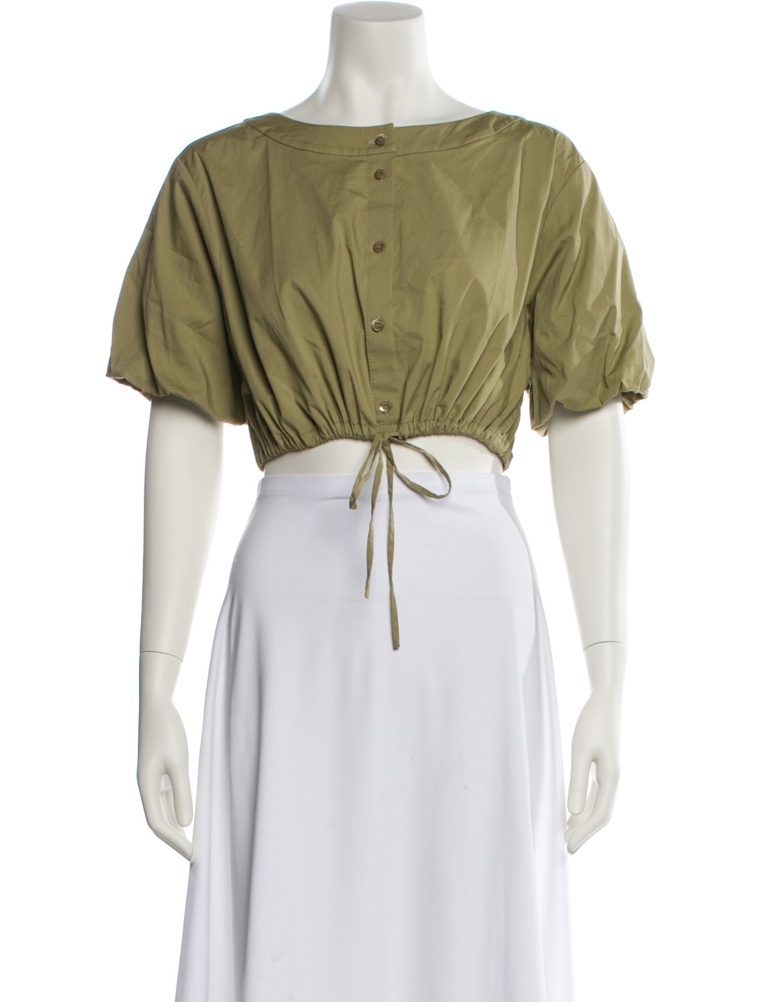 Staud Bateau Neckline Short Sleeve Crop Top