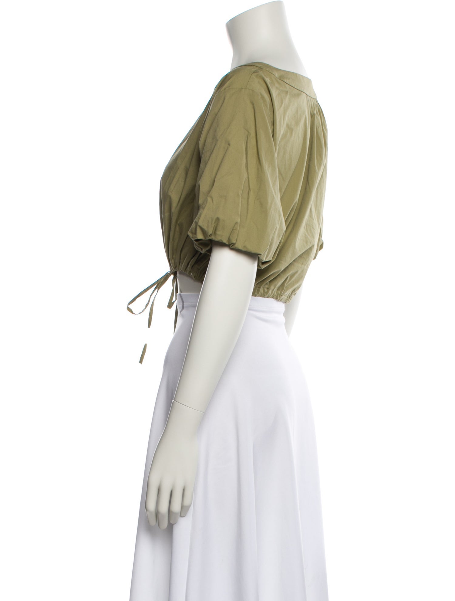 Staud Bateau Neckline Short Sleeve Crop Top