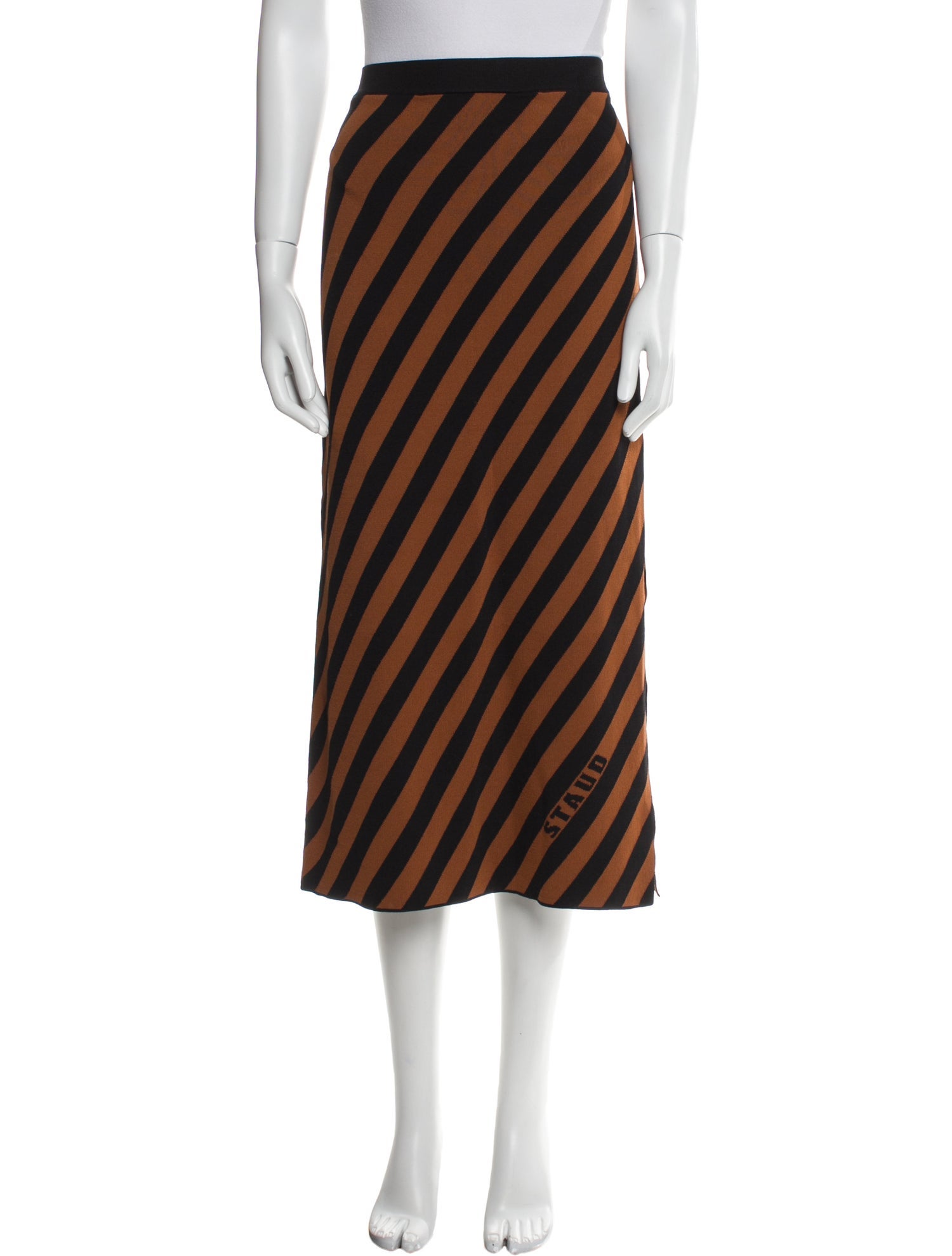 Staud Striped Midi Length Skirt