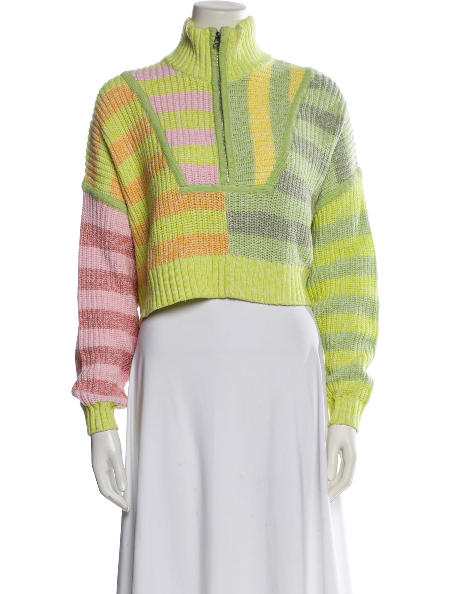 Staud Striped Mock Neck Sweater
