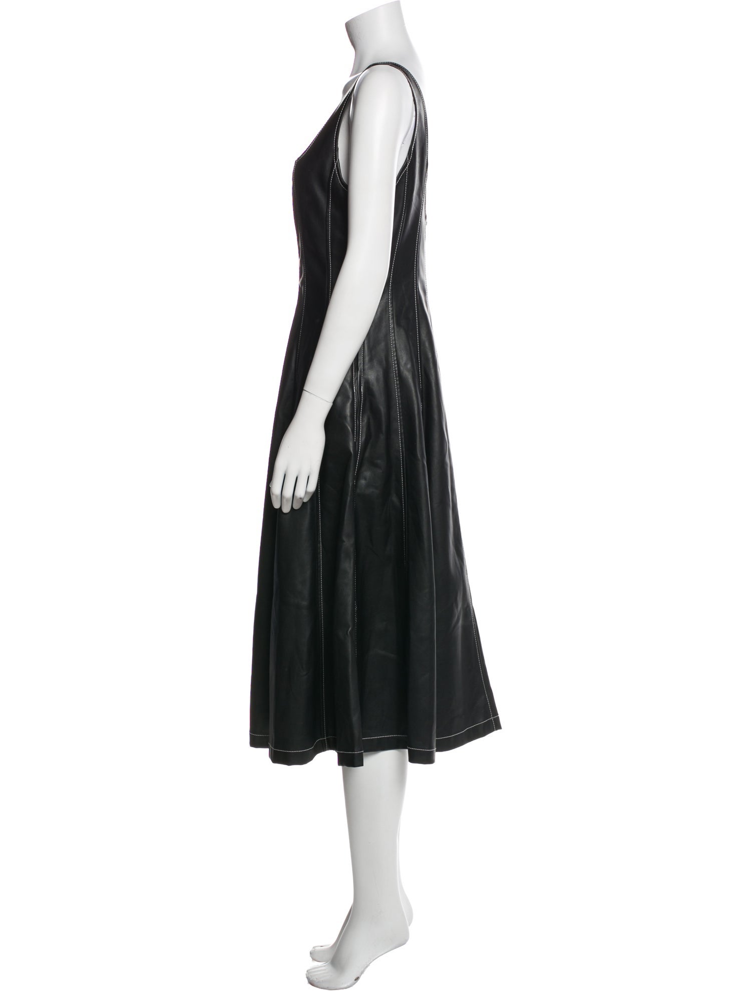 Staud Faux Leather Midi Length Dress