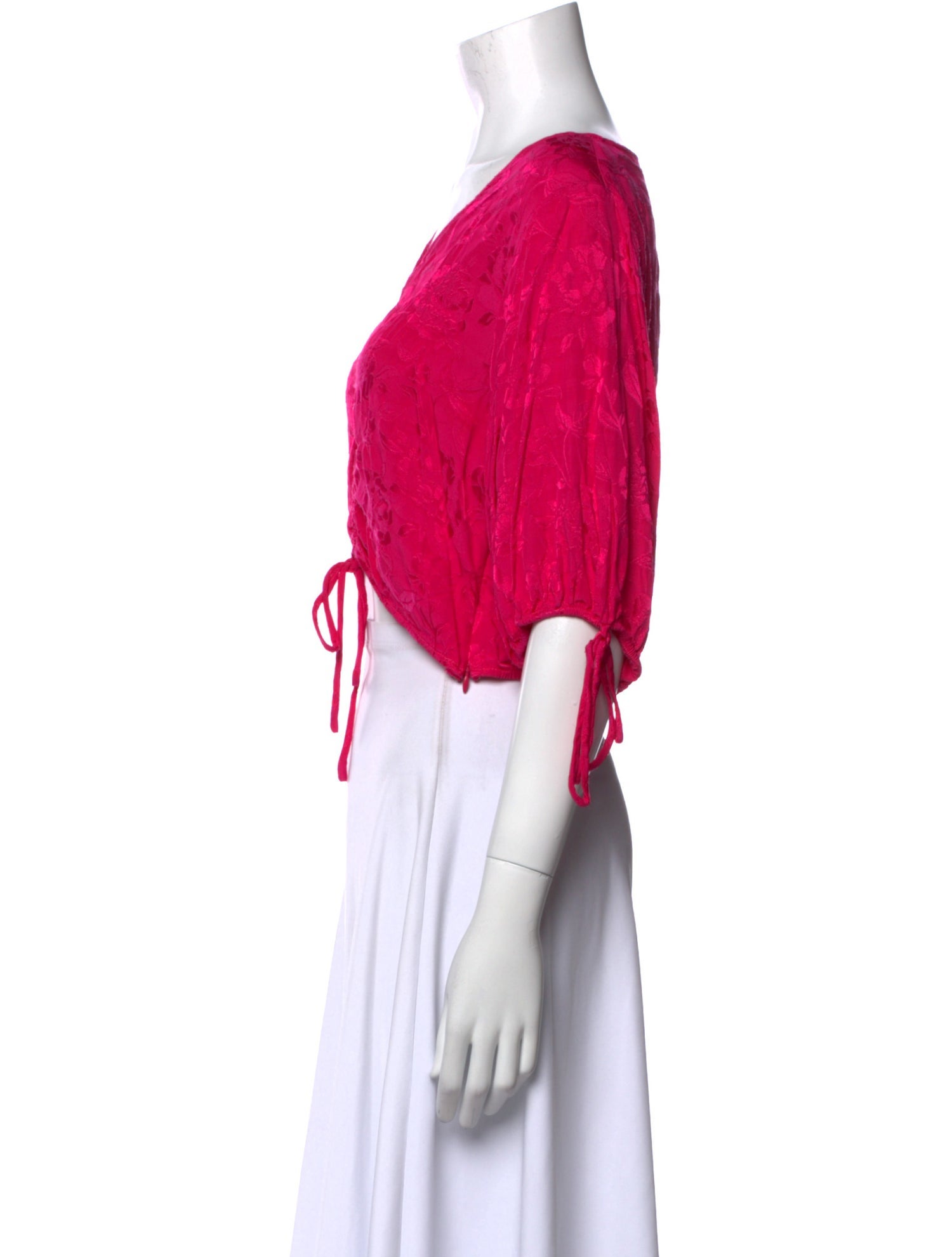 Staud V-Neck Three-Quarter Sleeve Crop Top