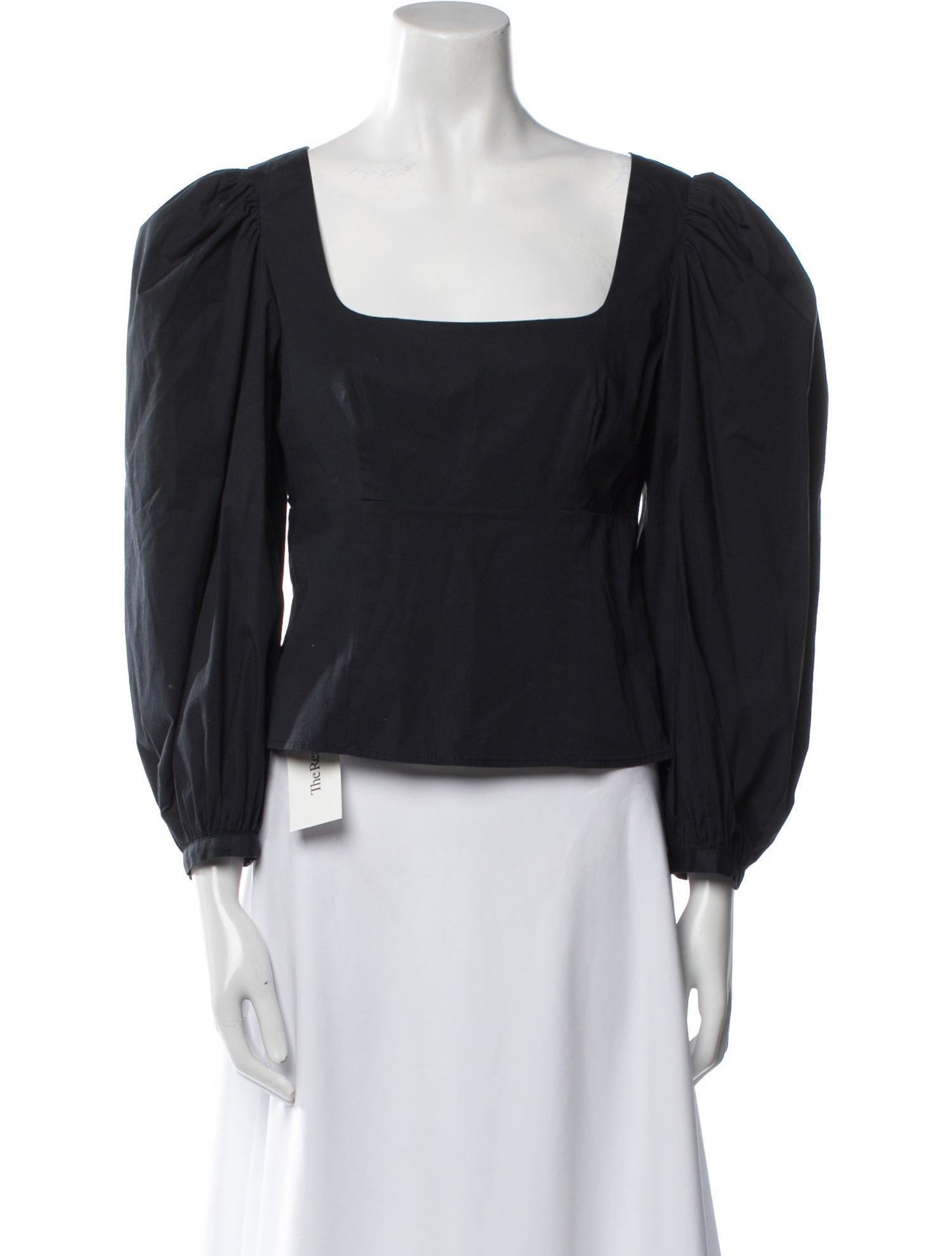 Staud Square Neckline Long Sleeve Crop Top