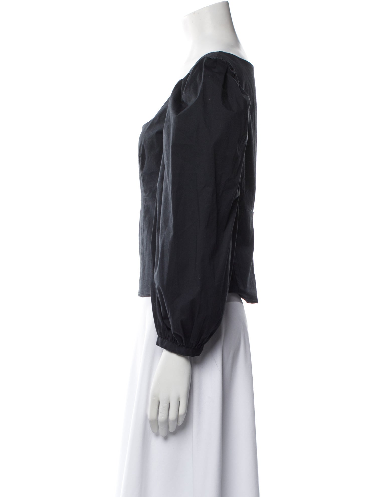 Staud Square Neckline Long Sleeve Crop Top